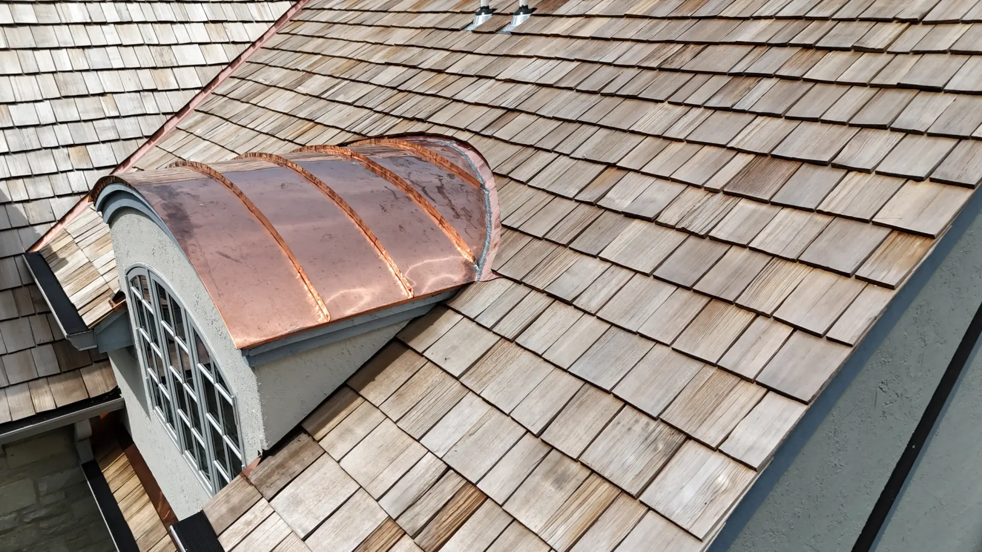Bubble skylights on brown roof
