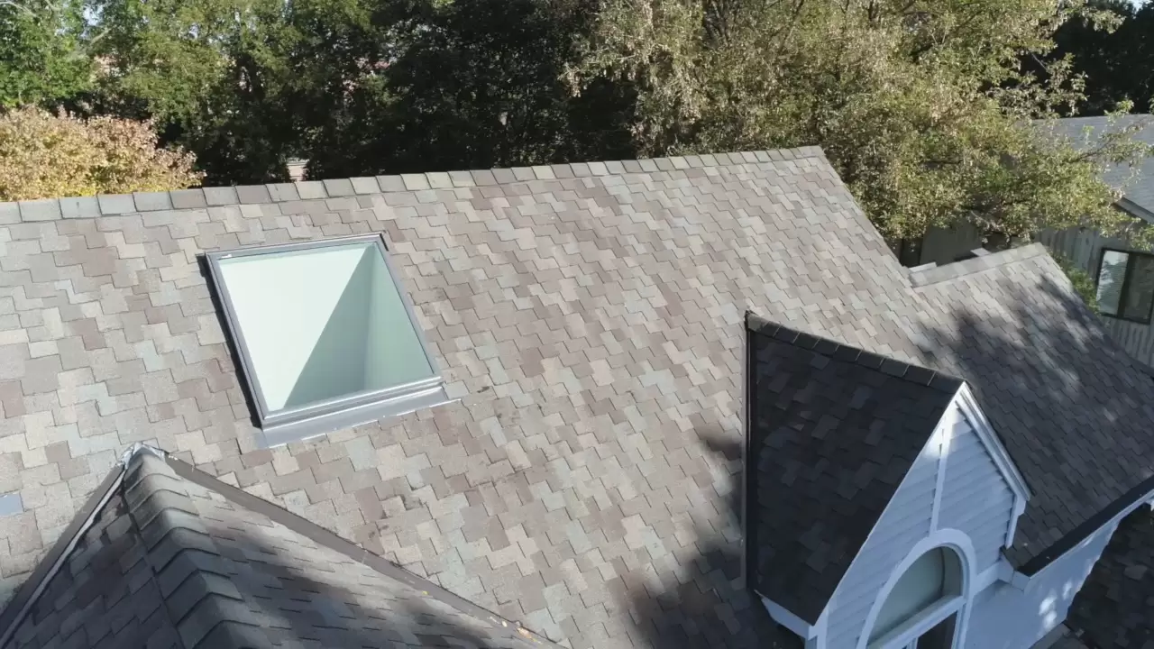 Large skylight on grey roof