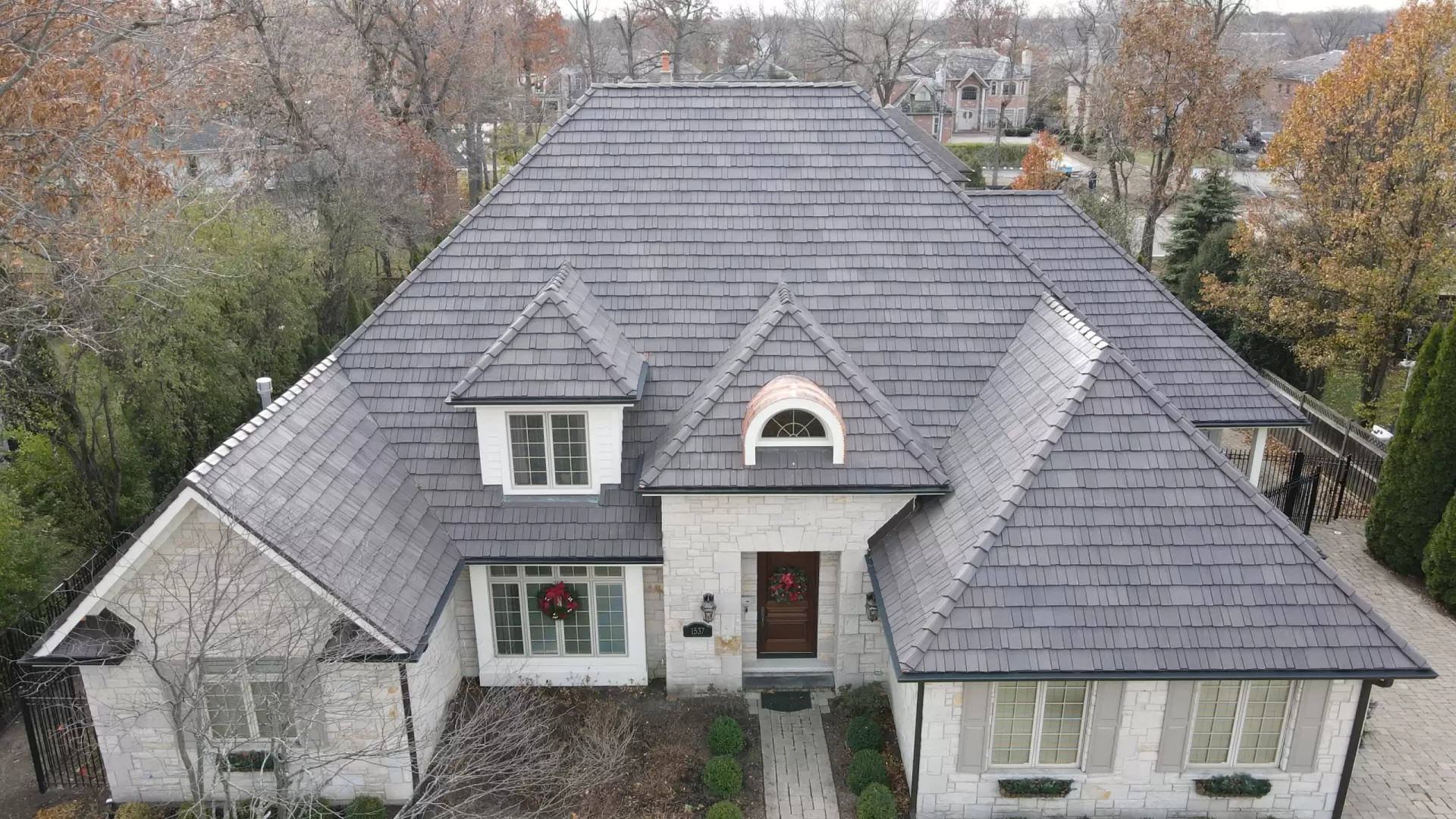 Large grid skylight over pool