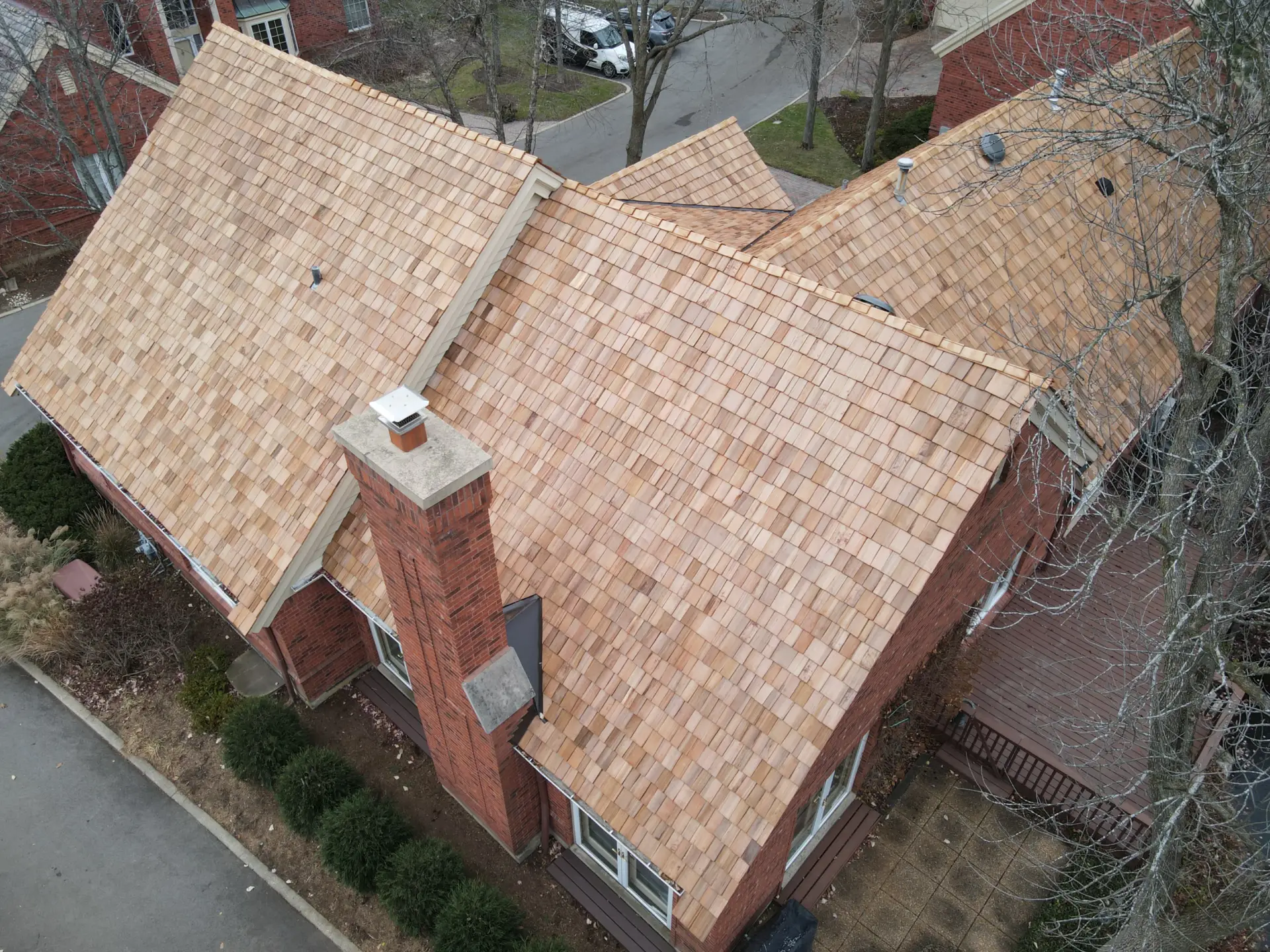 Bubble skylights on brown roof
