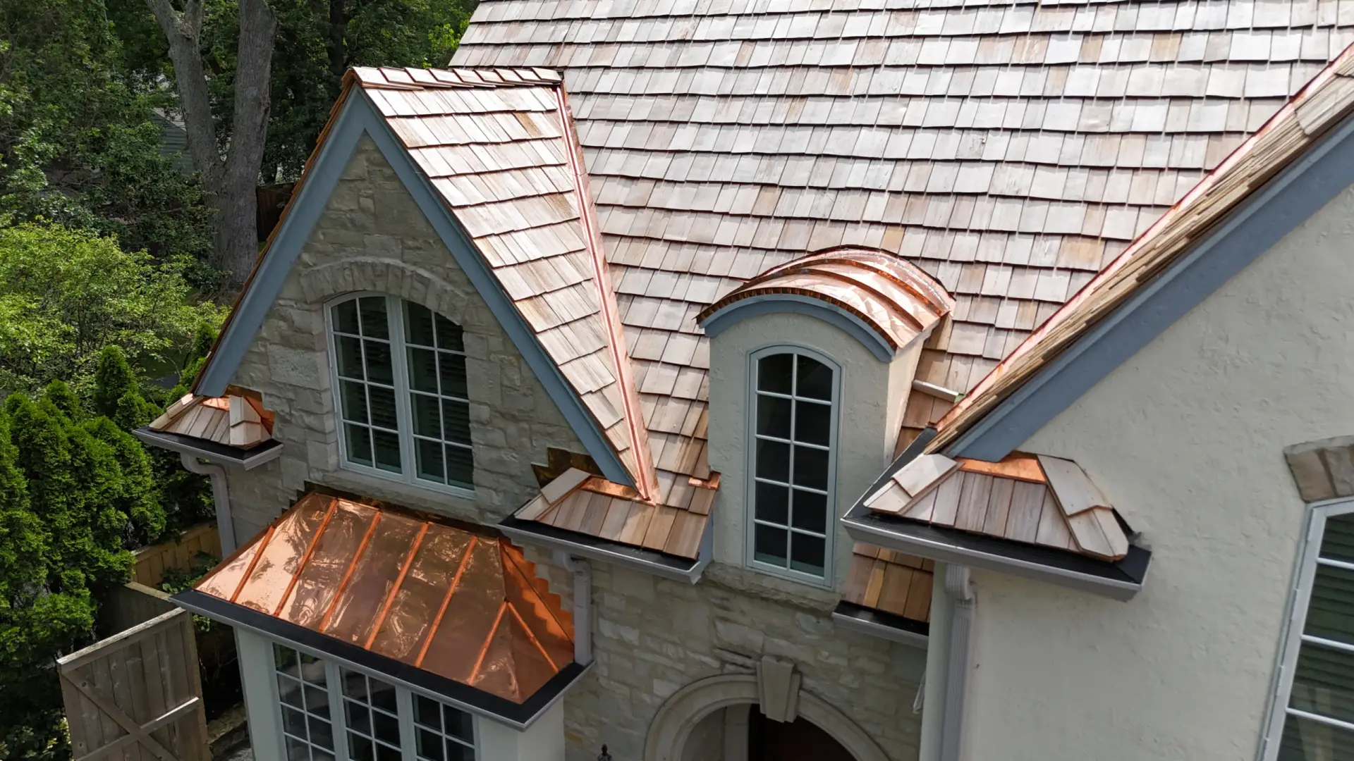 Bubble skylights on brown roof