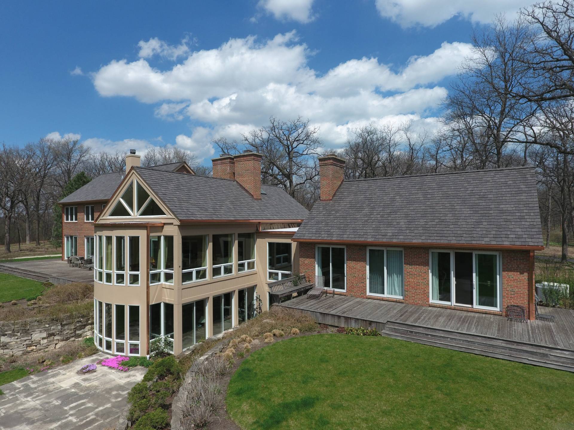 Large grid skylight over pool