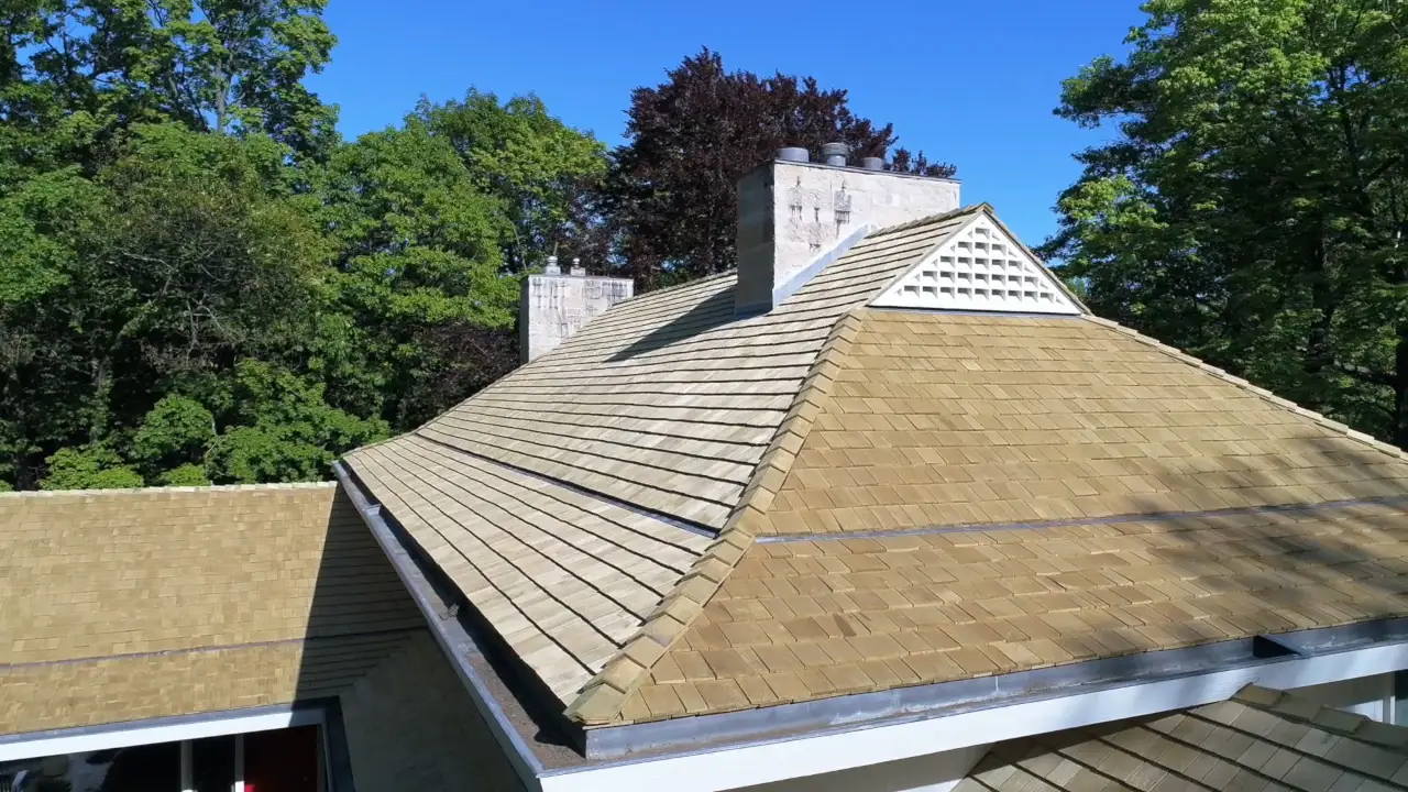 Bubble skylights on brown roof