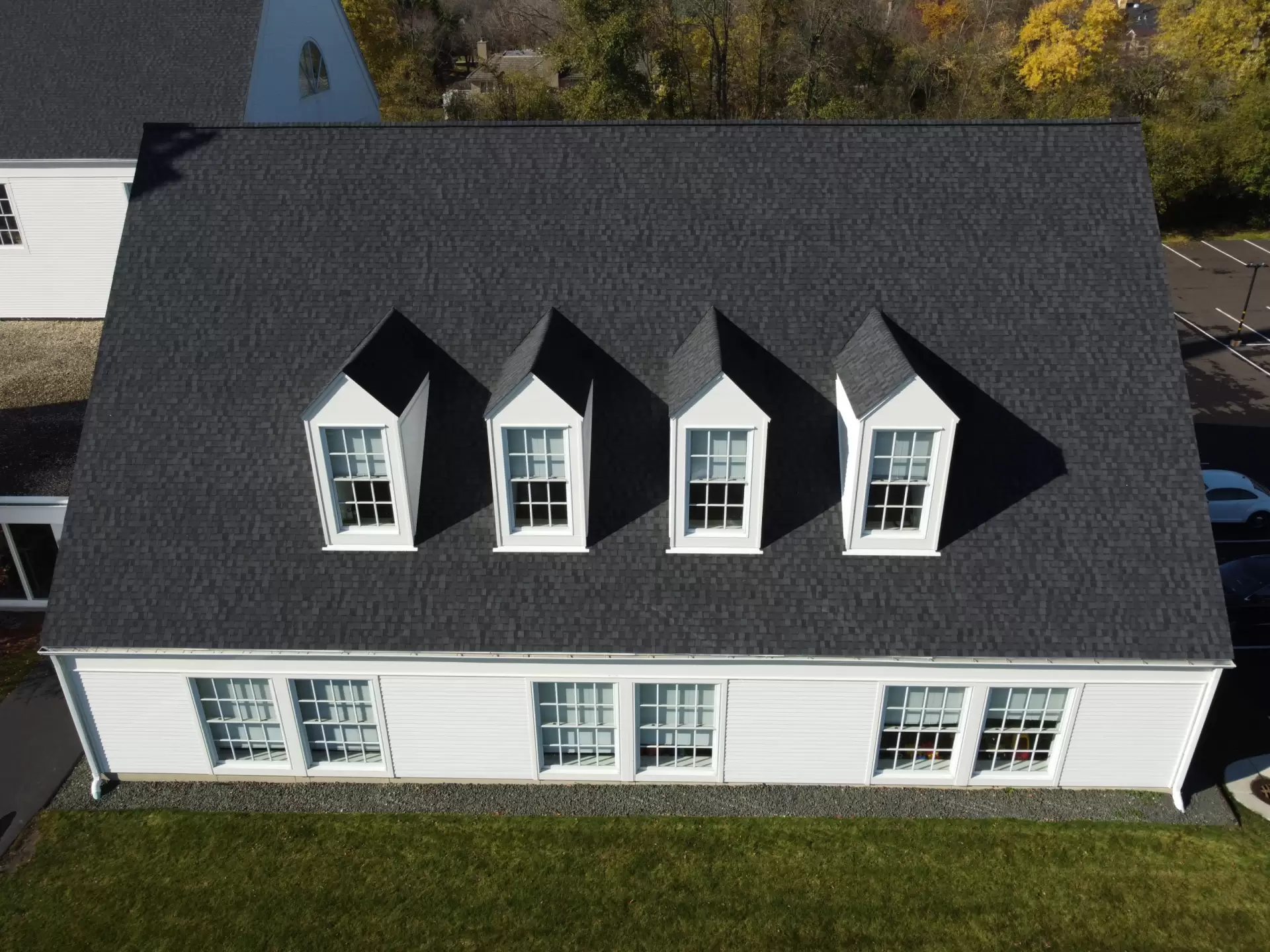Bubble skylights on brown roof
