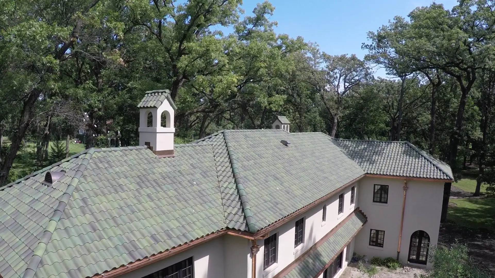 Bubble skylights on brown roof