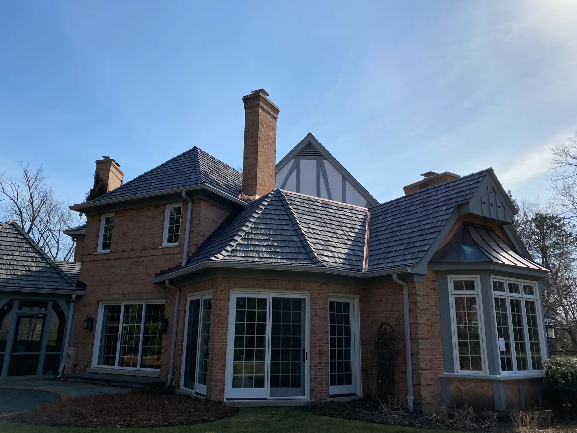 Bubble skylights on brown roof