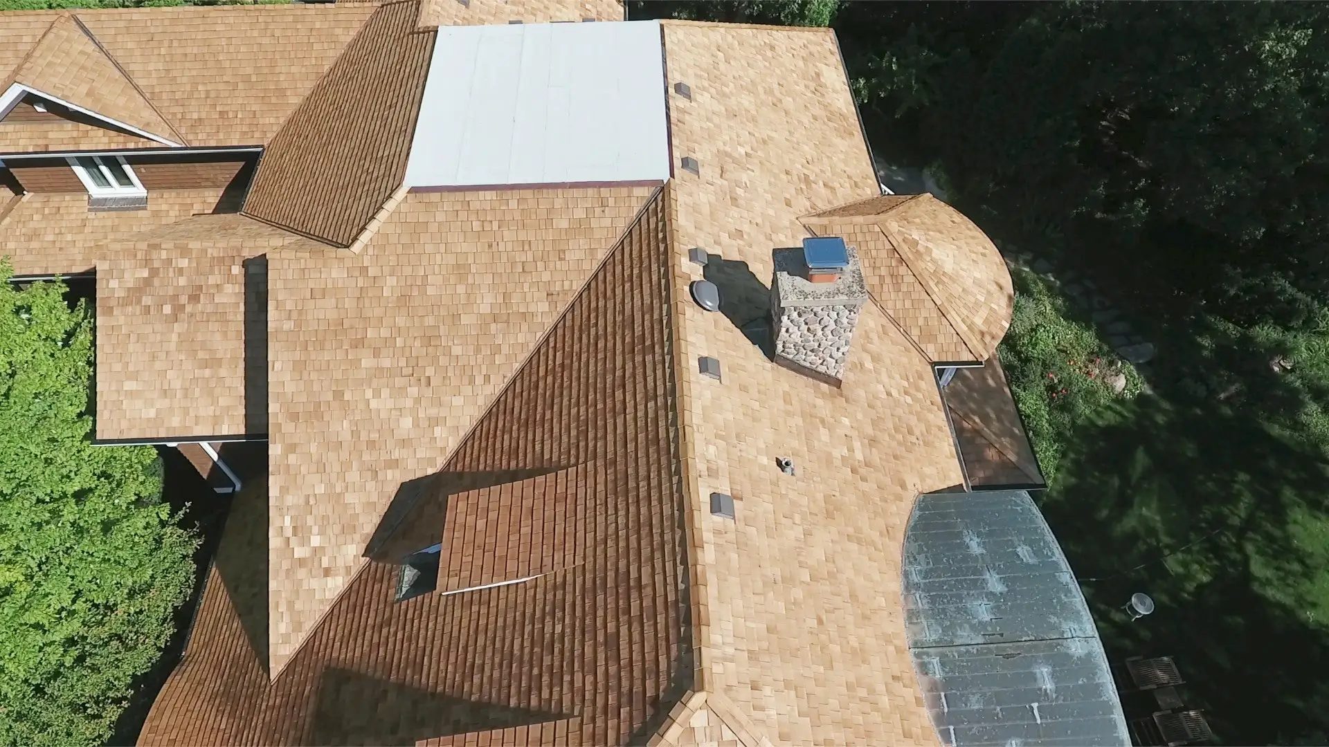 Bubble skylights on brown roof