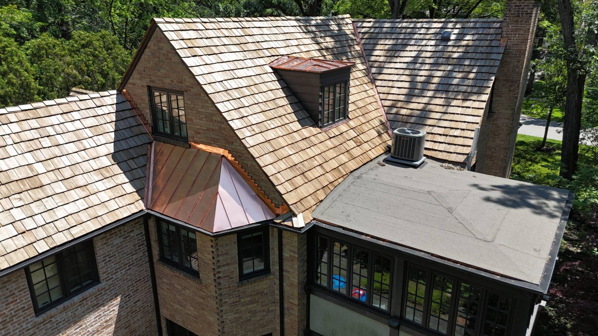 Bubble skylights on brown roof