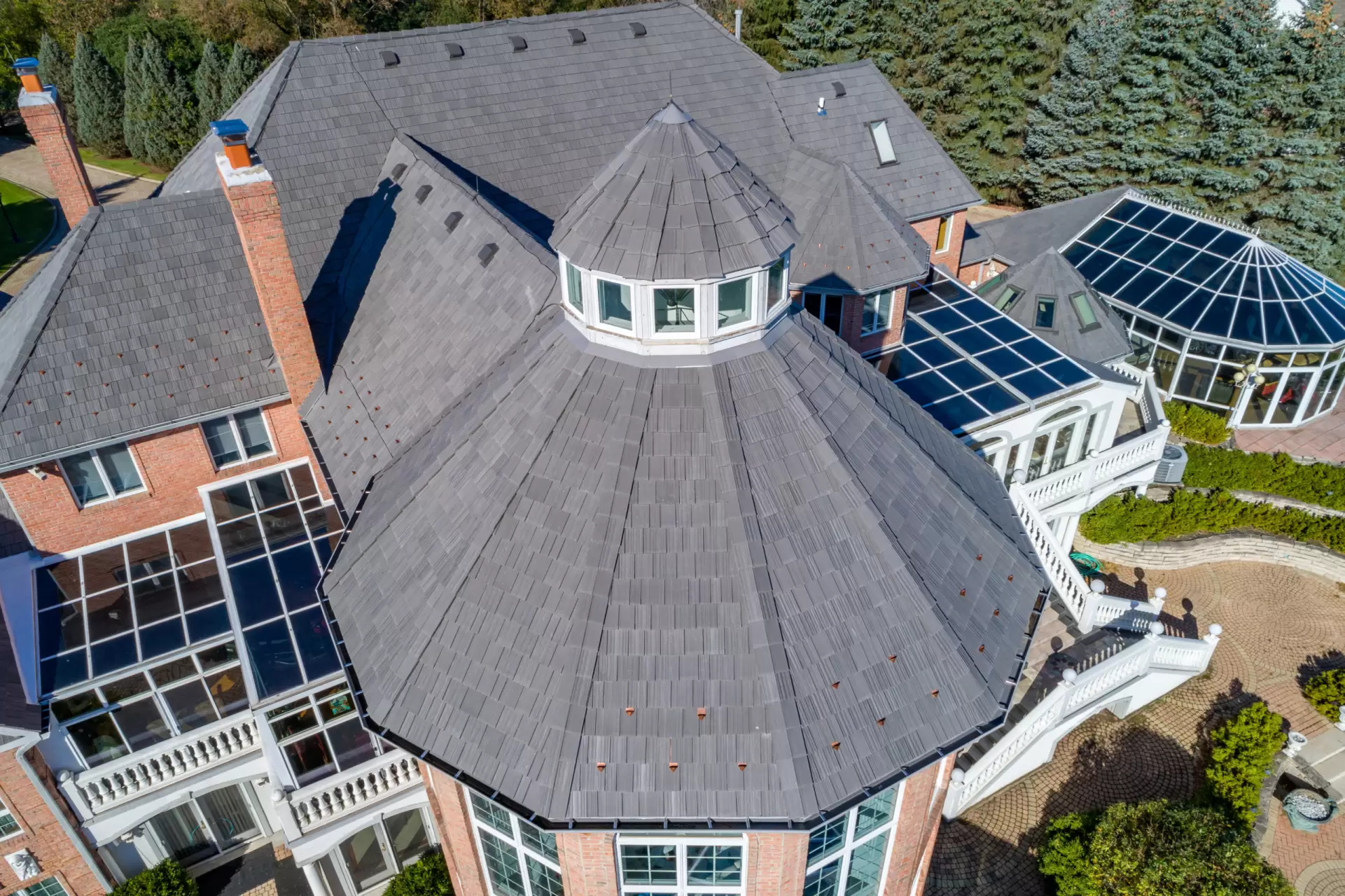Large grid skylight over pool