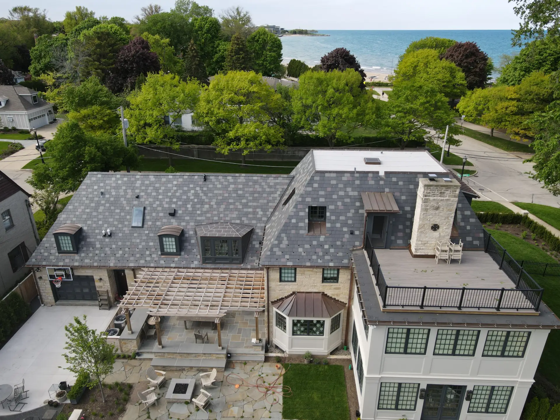 Bubble skylights on brown roof