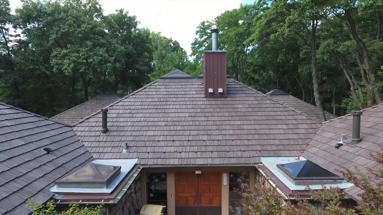 Large grid skylight over pool