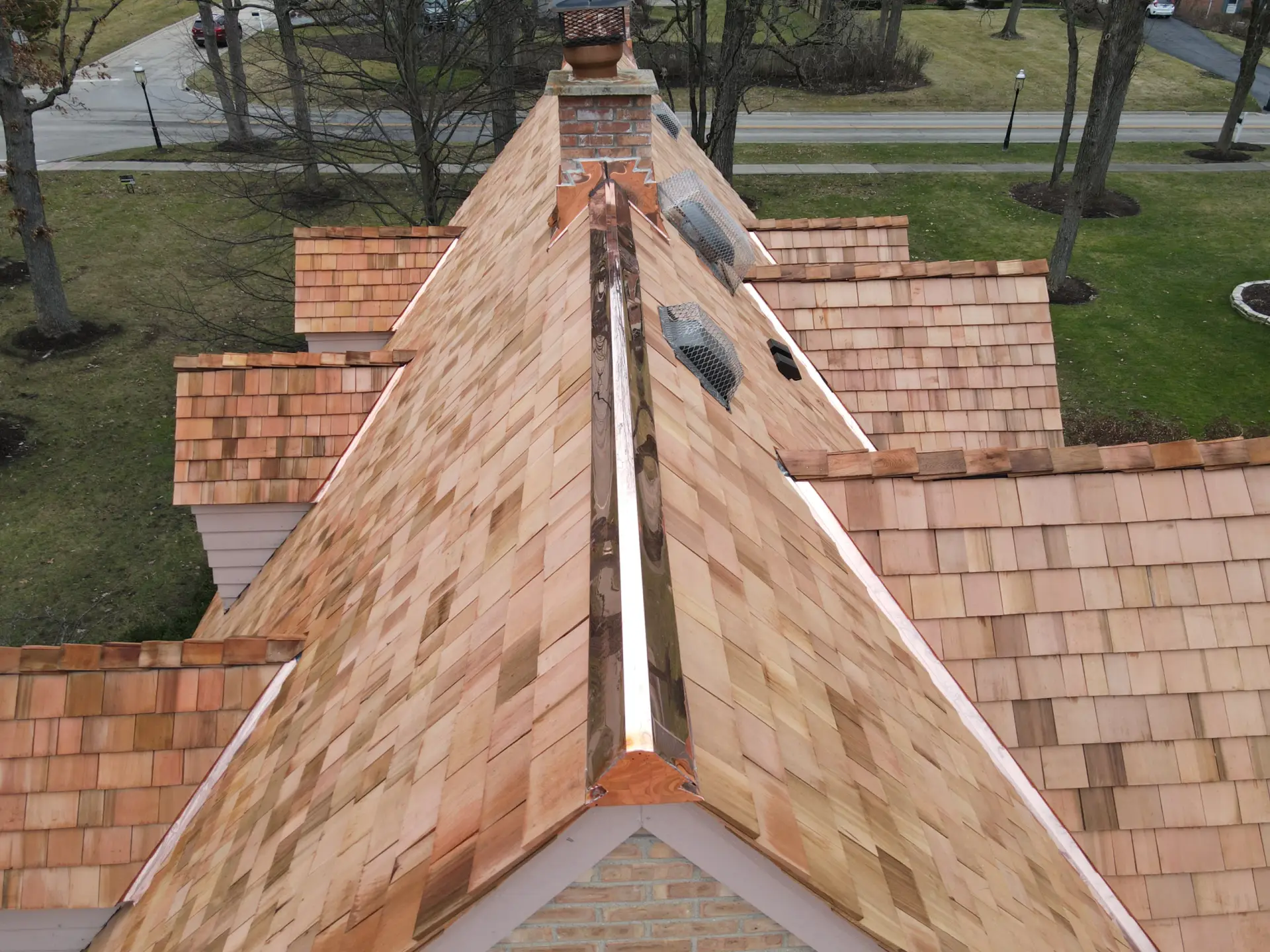 Bubble skylights on brown roof