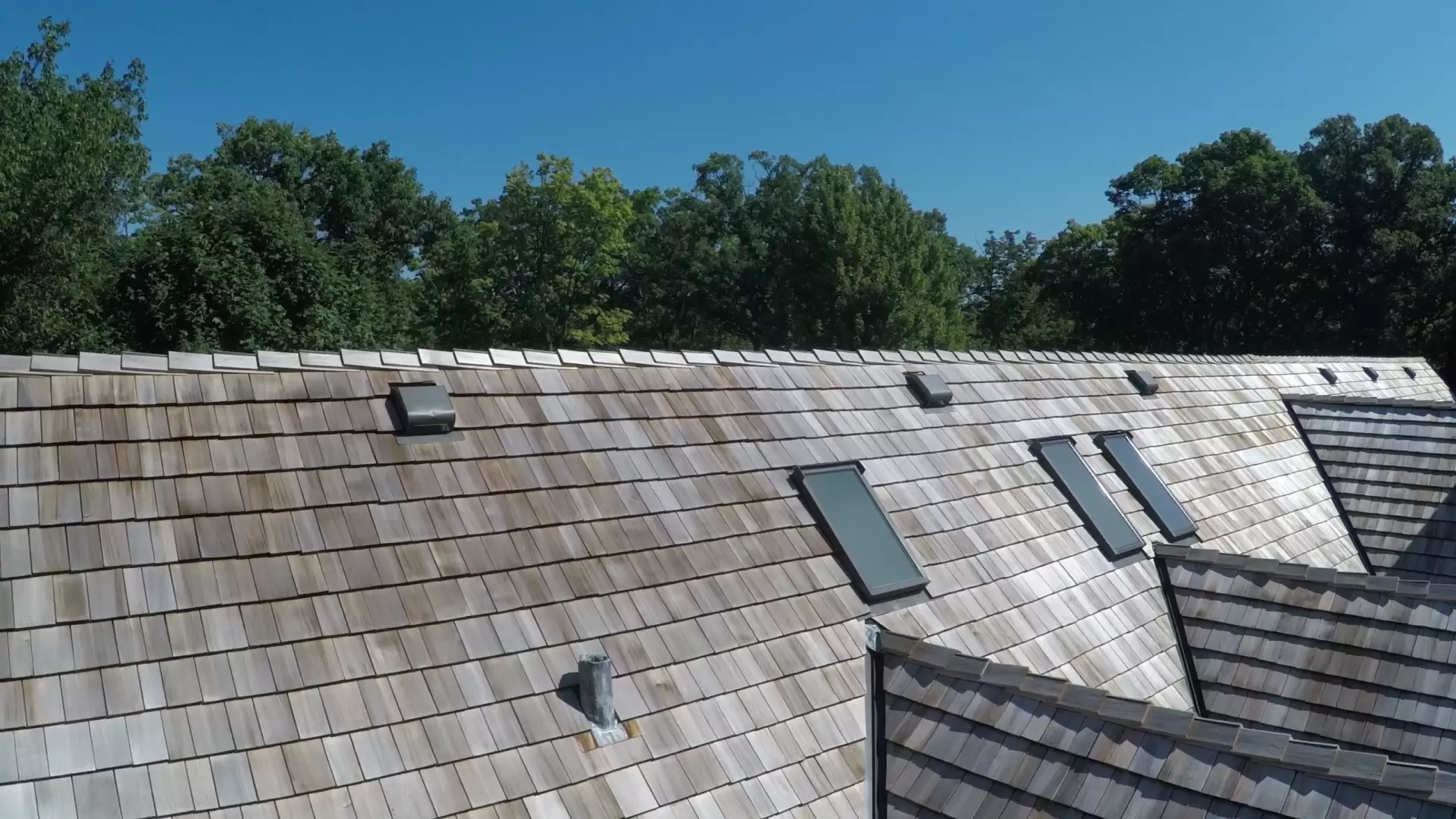 Three skylights on light roof