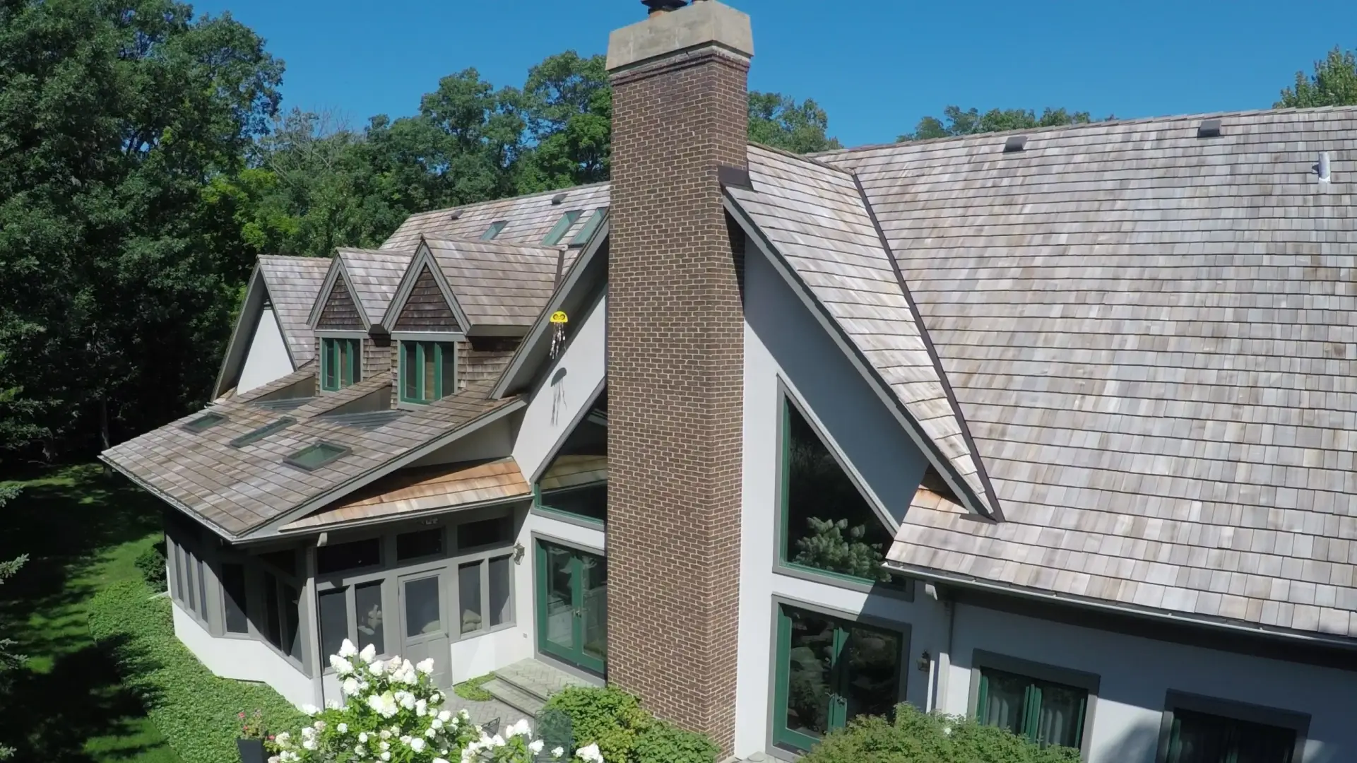 Bubble skylights on brown roof