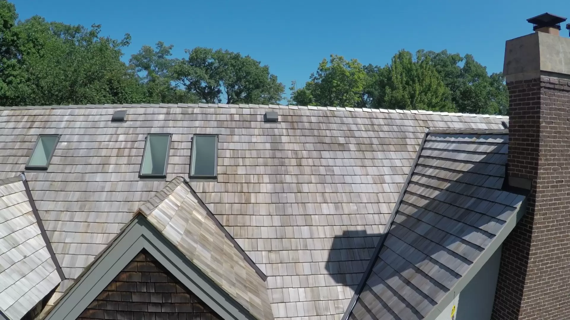 Three skylights on light roof
