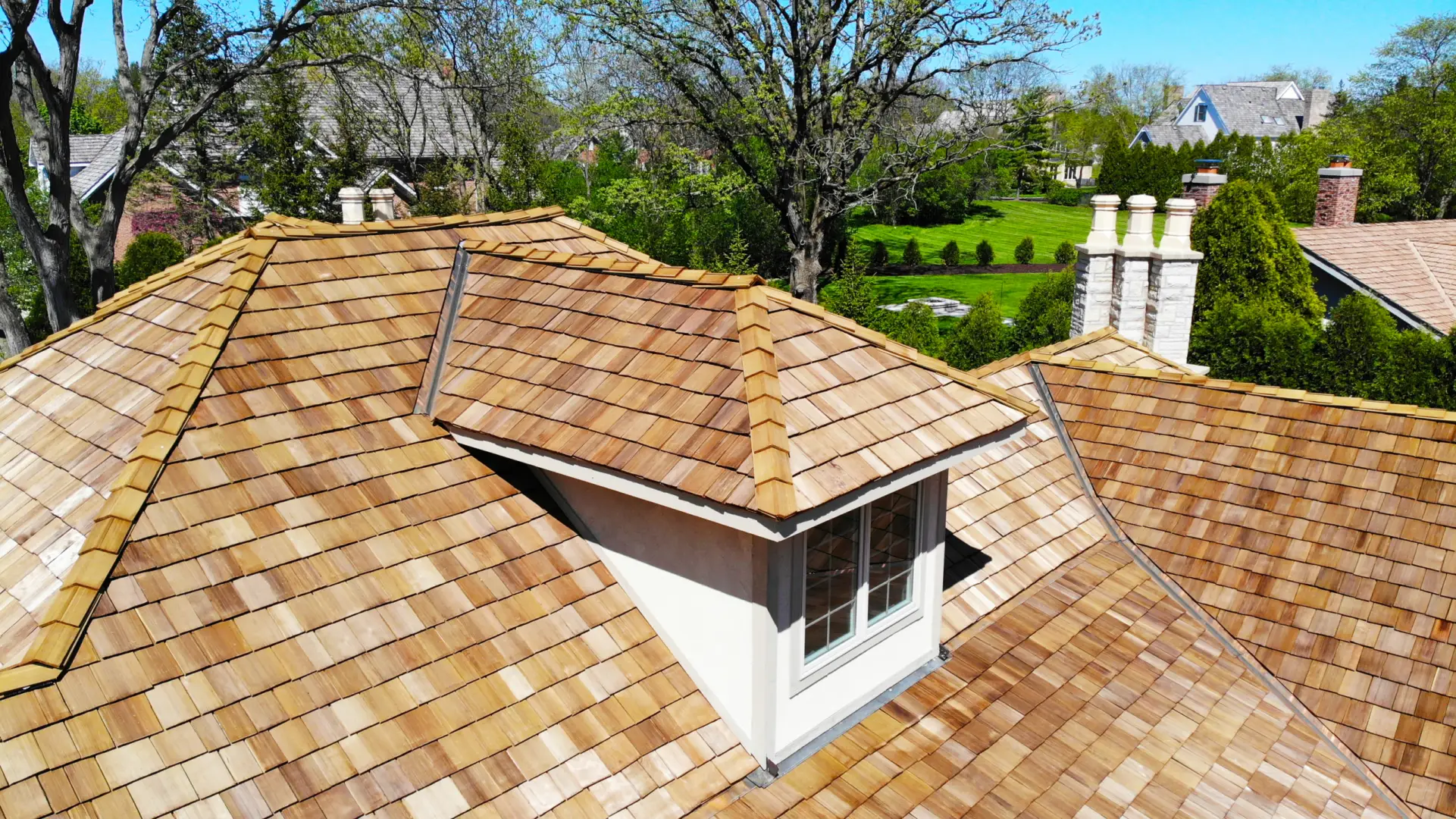 Bubble skylights on brown roof