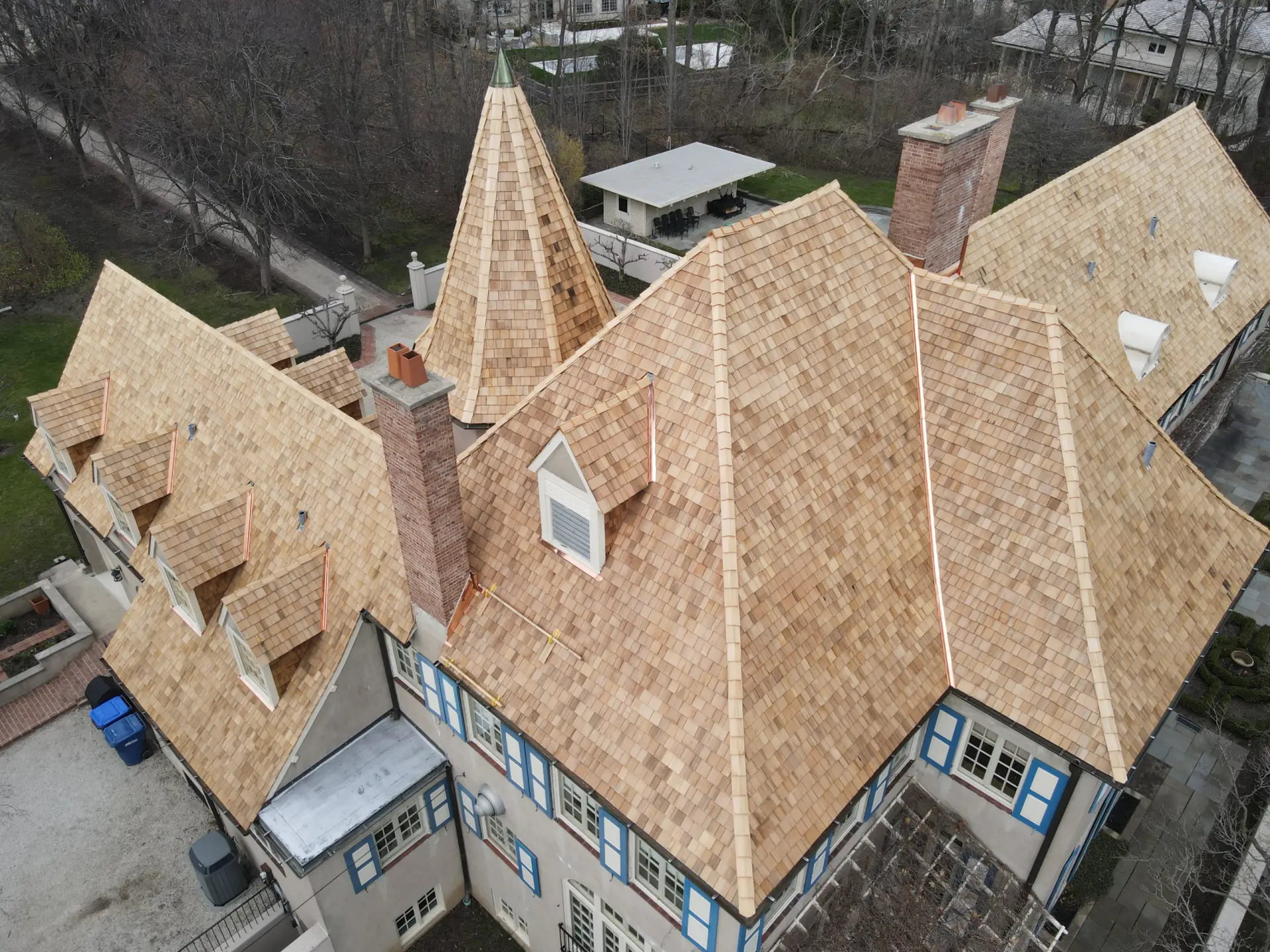 Bubble skylights on brown roof