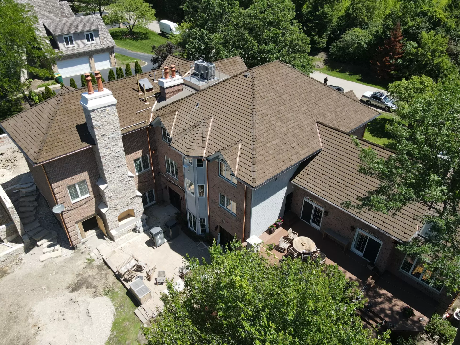 Bubble skylights on brown roof