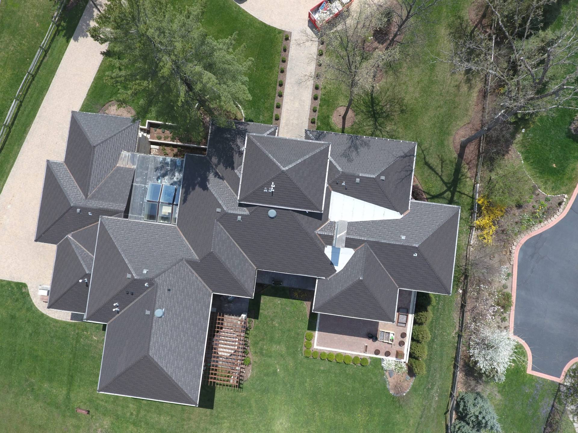 Bubble skylights on brown roof
