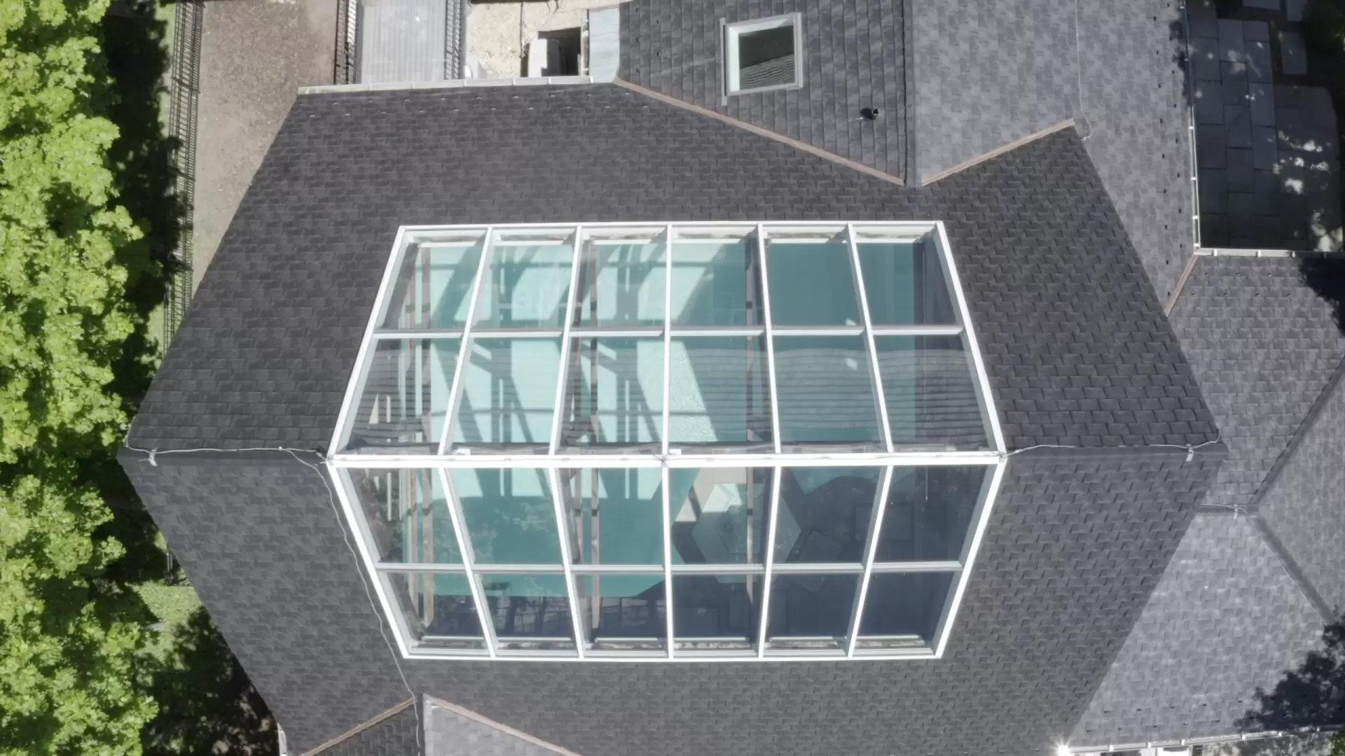 Large grid skylight over pool