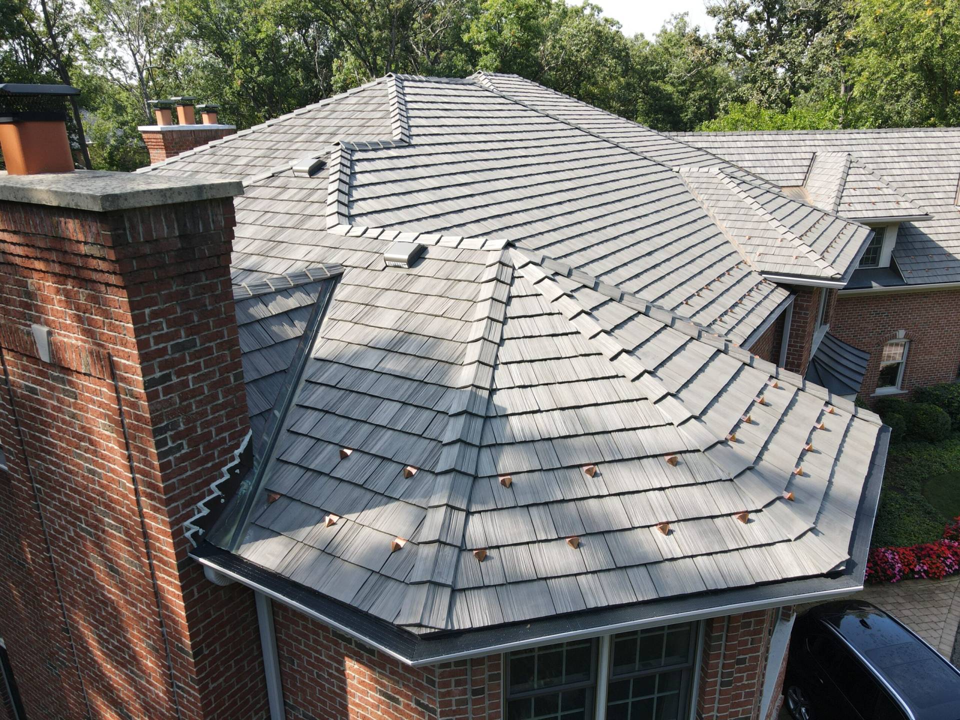 Bubble skylights on brown roof