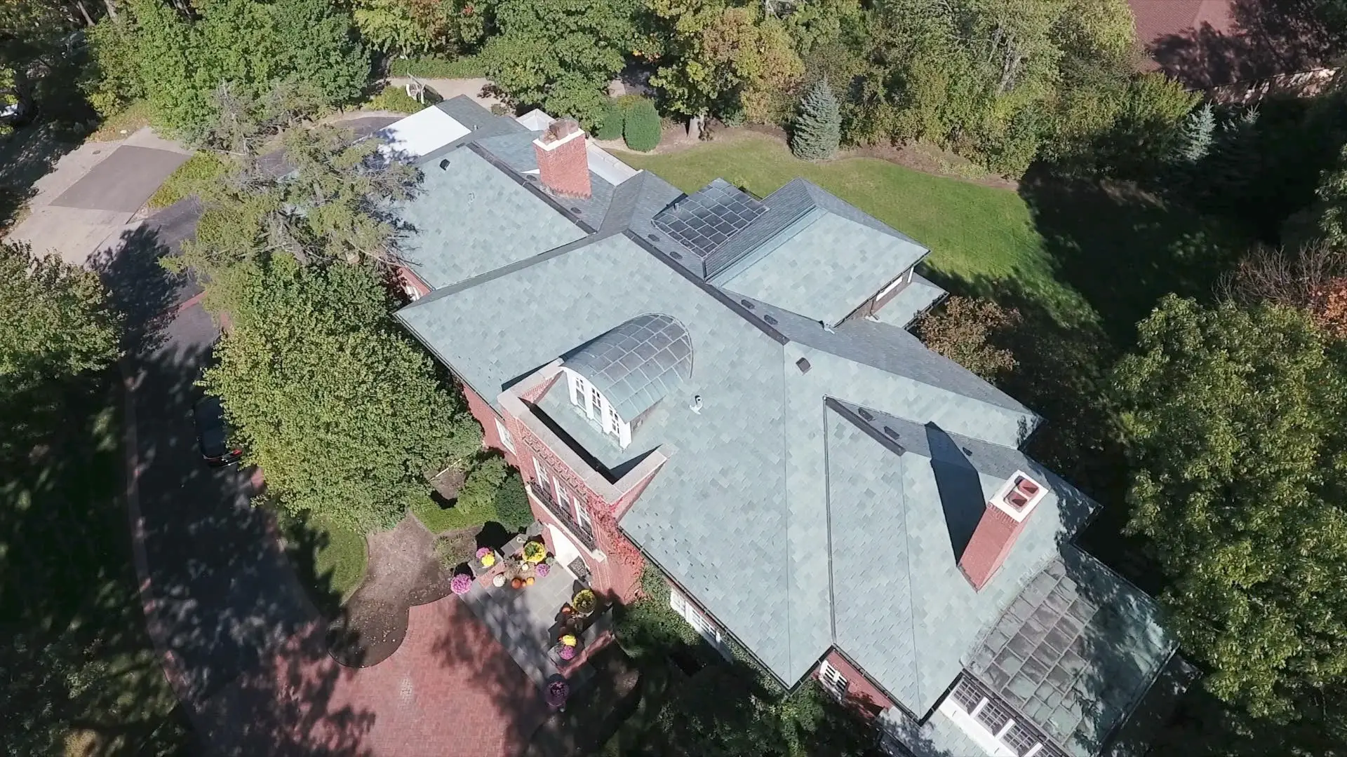 Bubble skylights on brown roof