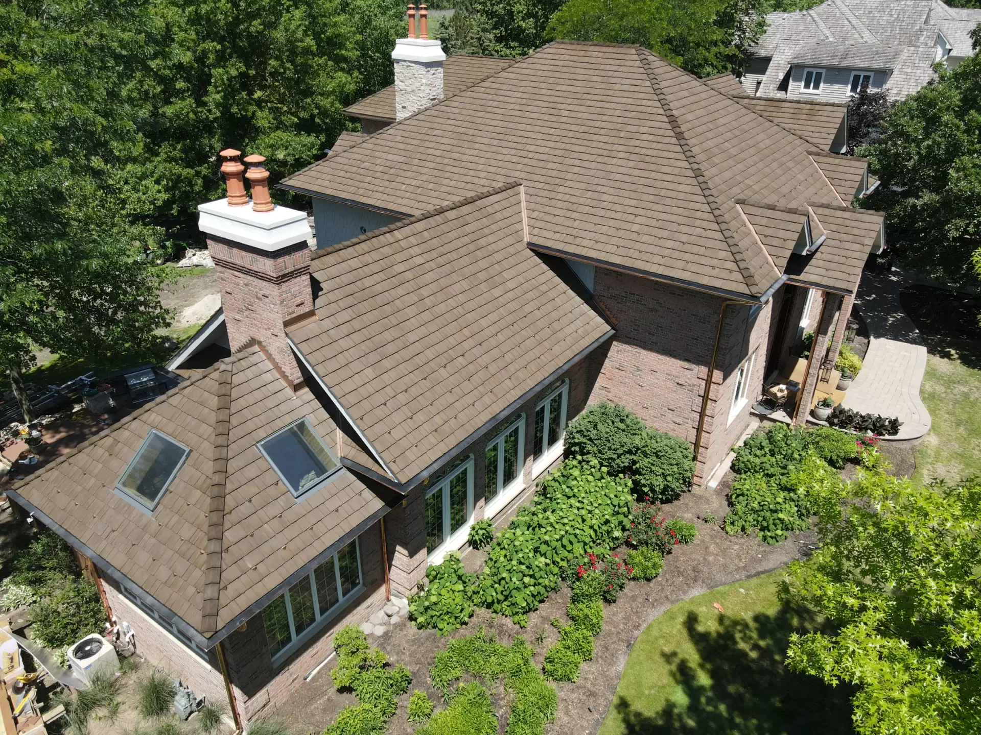 Bubble skylights on brown roof