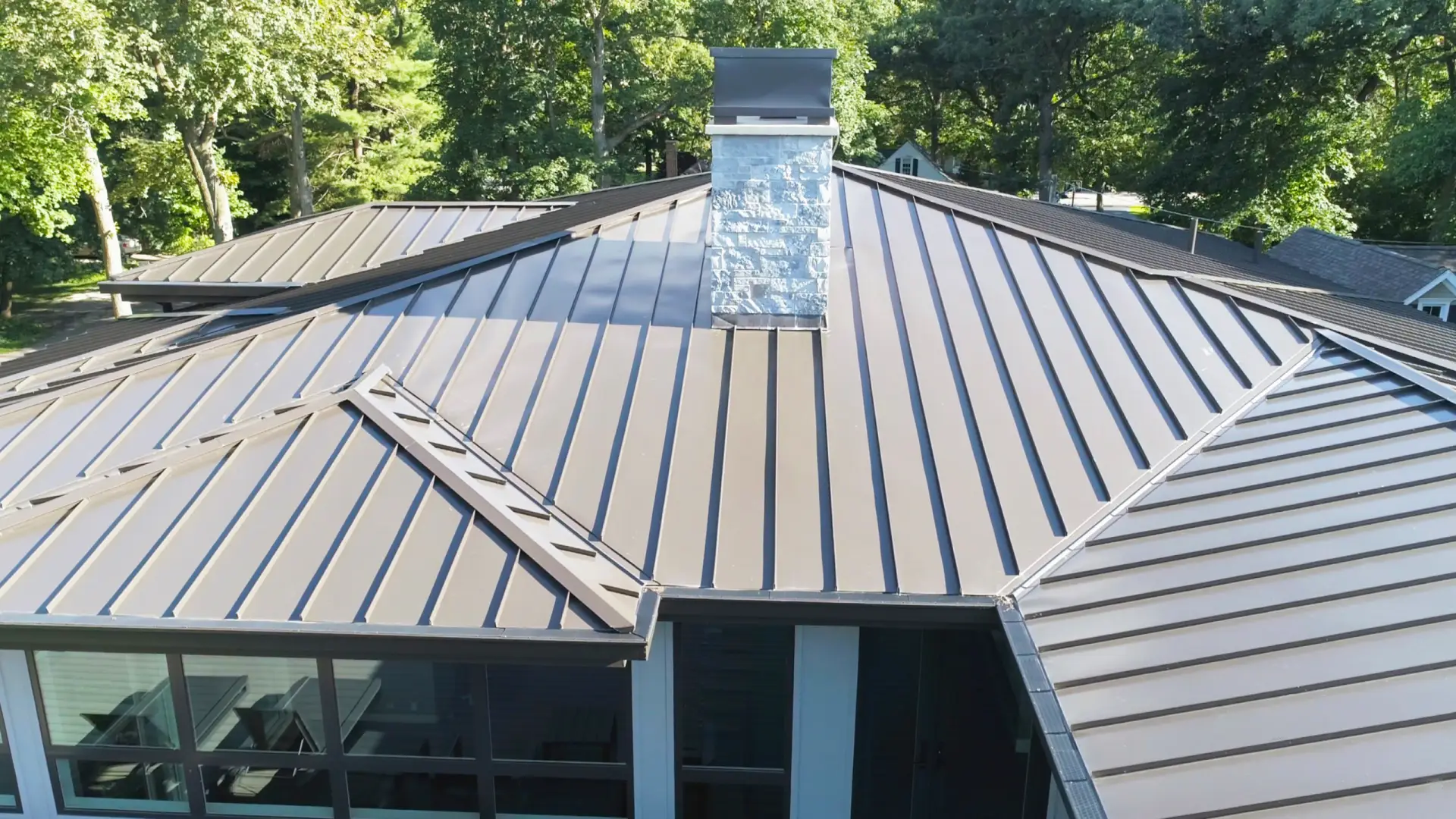 Bubble skylights on brown roof