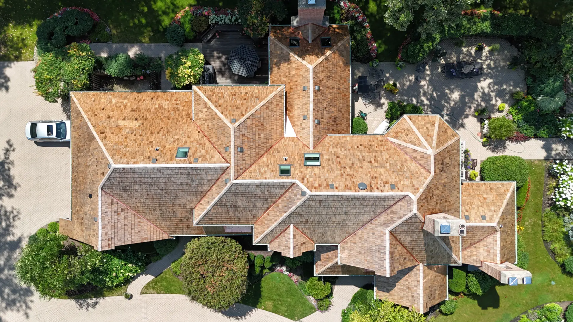 Bubble skylights on brown roof