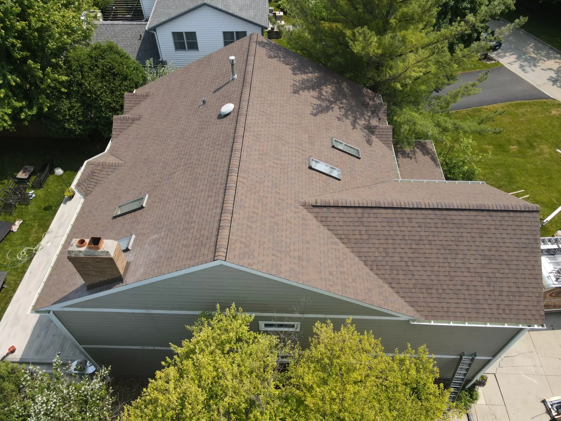 Bubble skylights on brown roof