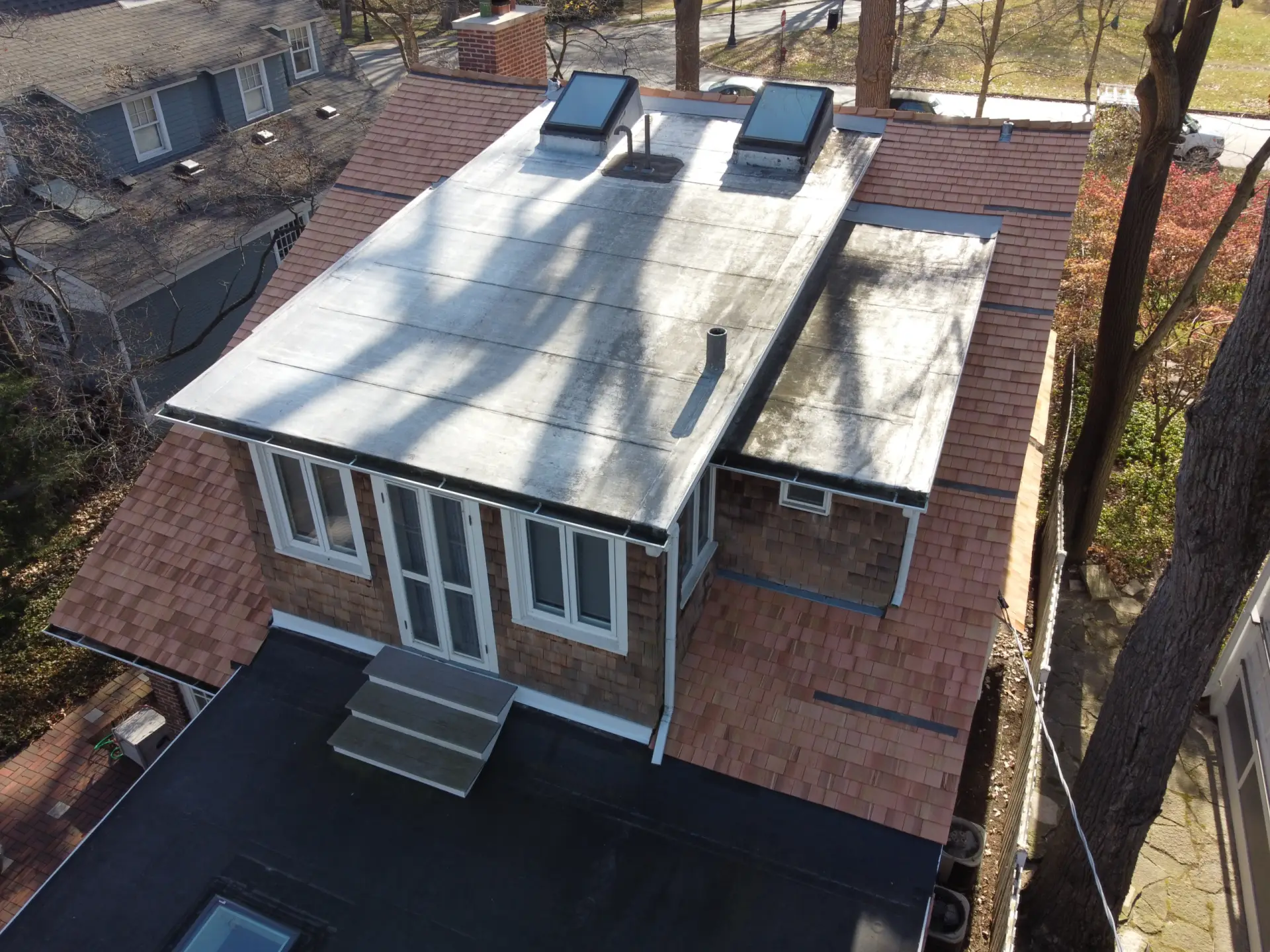 Bubble skylights on brown roof
