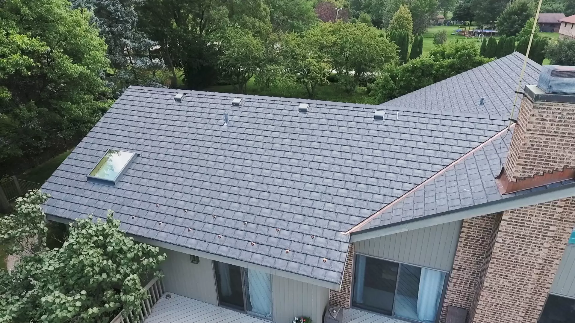 Skylight on large dark roof