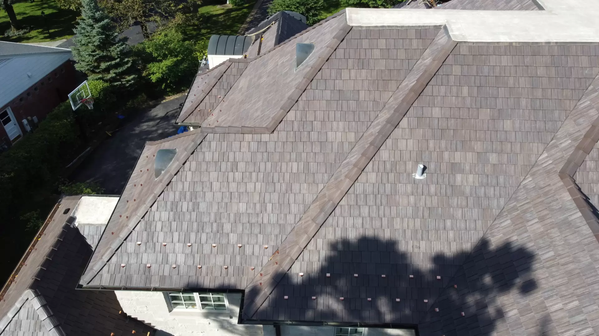 Large grid skylight over pool
