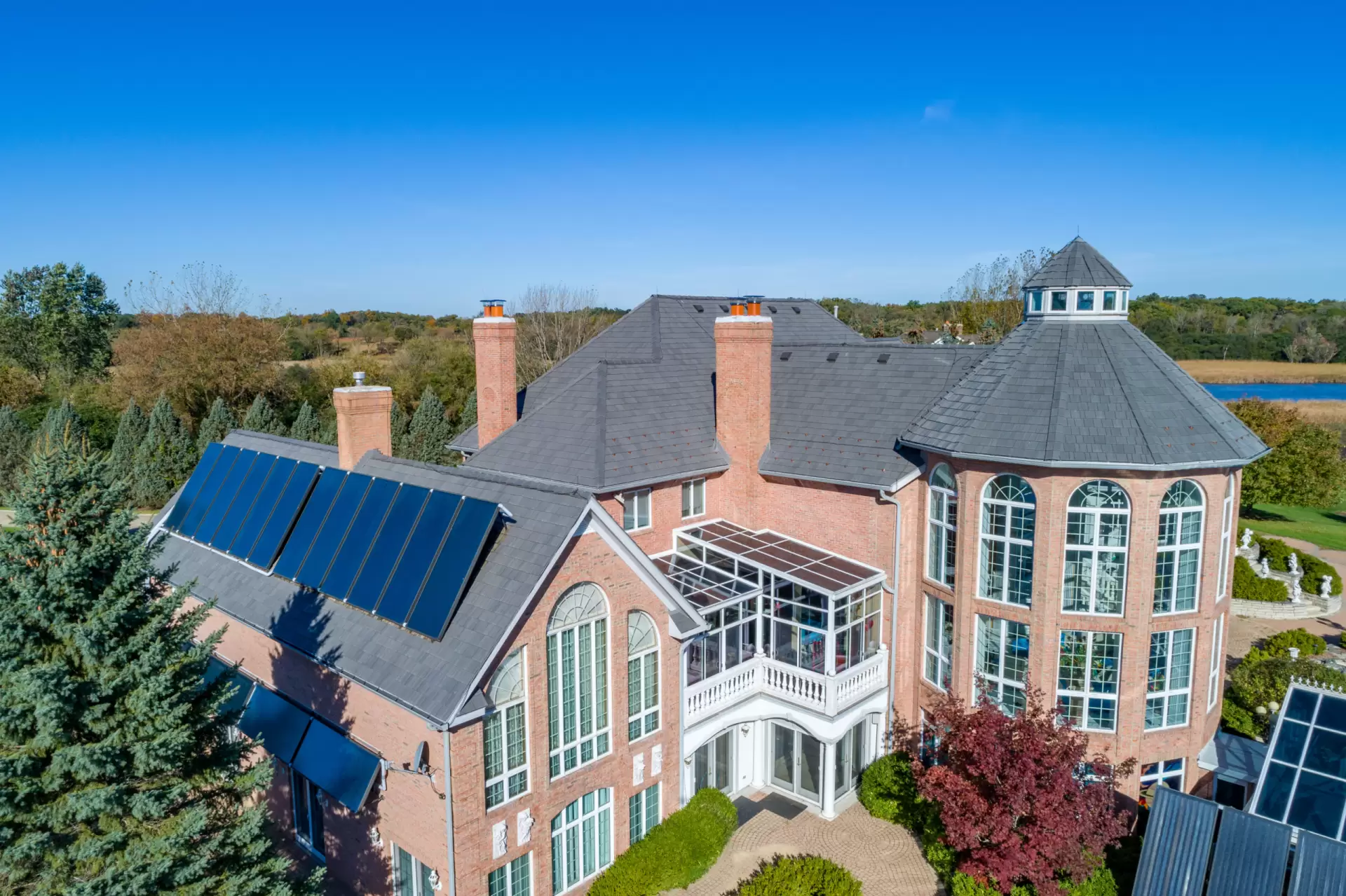 Large grid skylight over pool