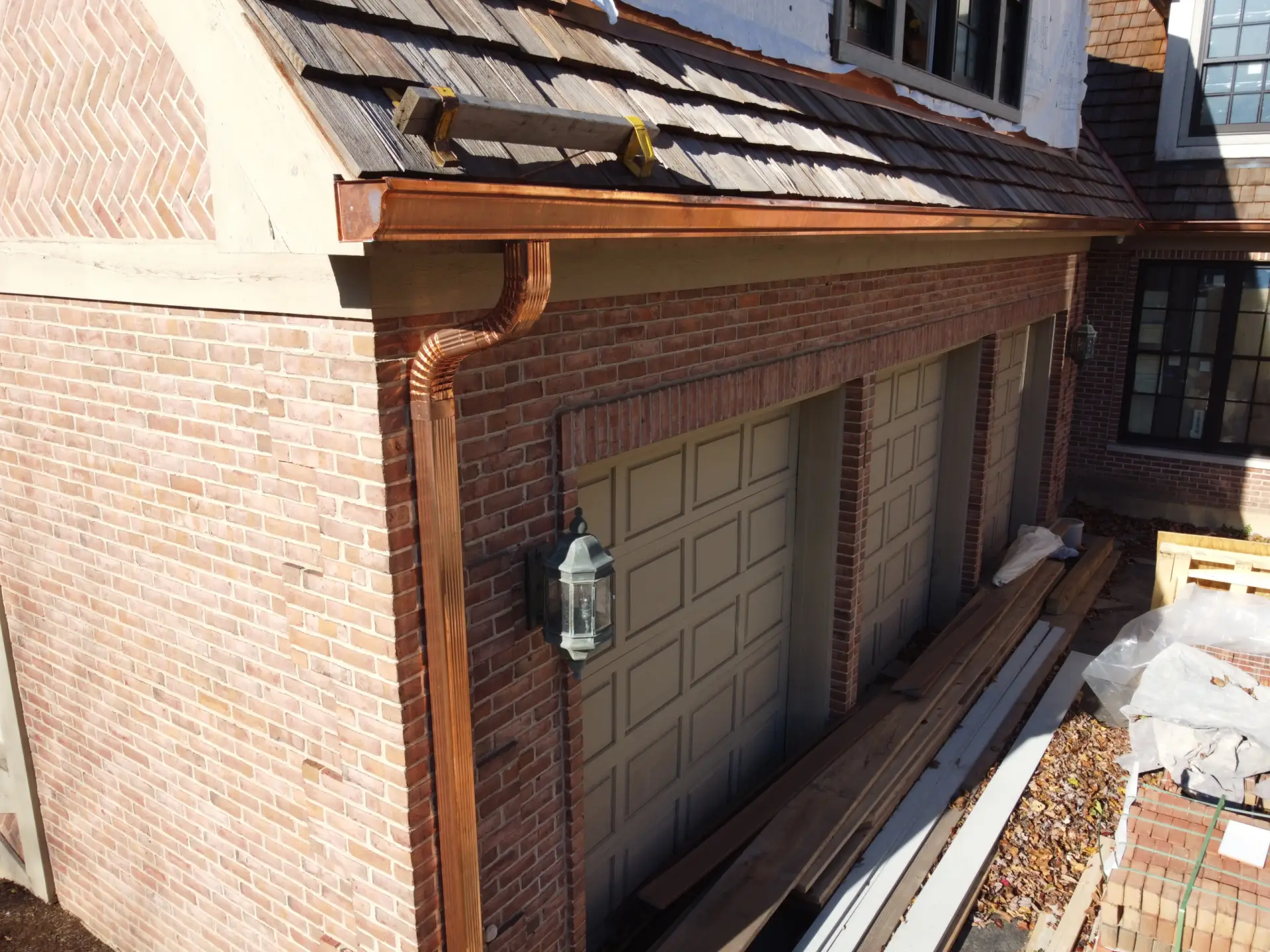 Bubble skylights on brown roof