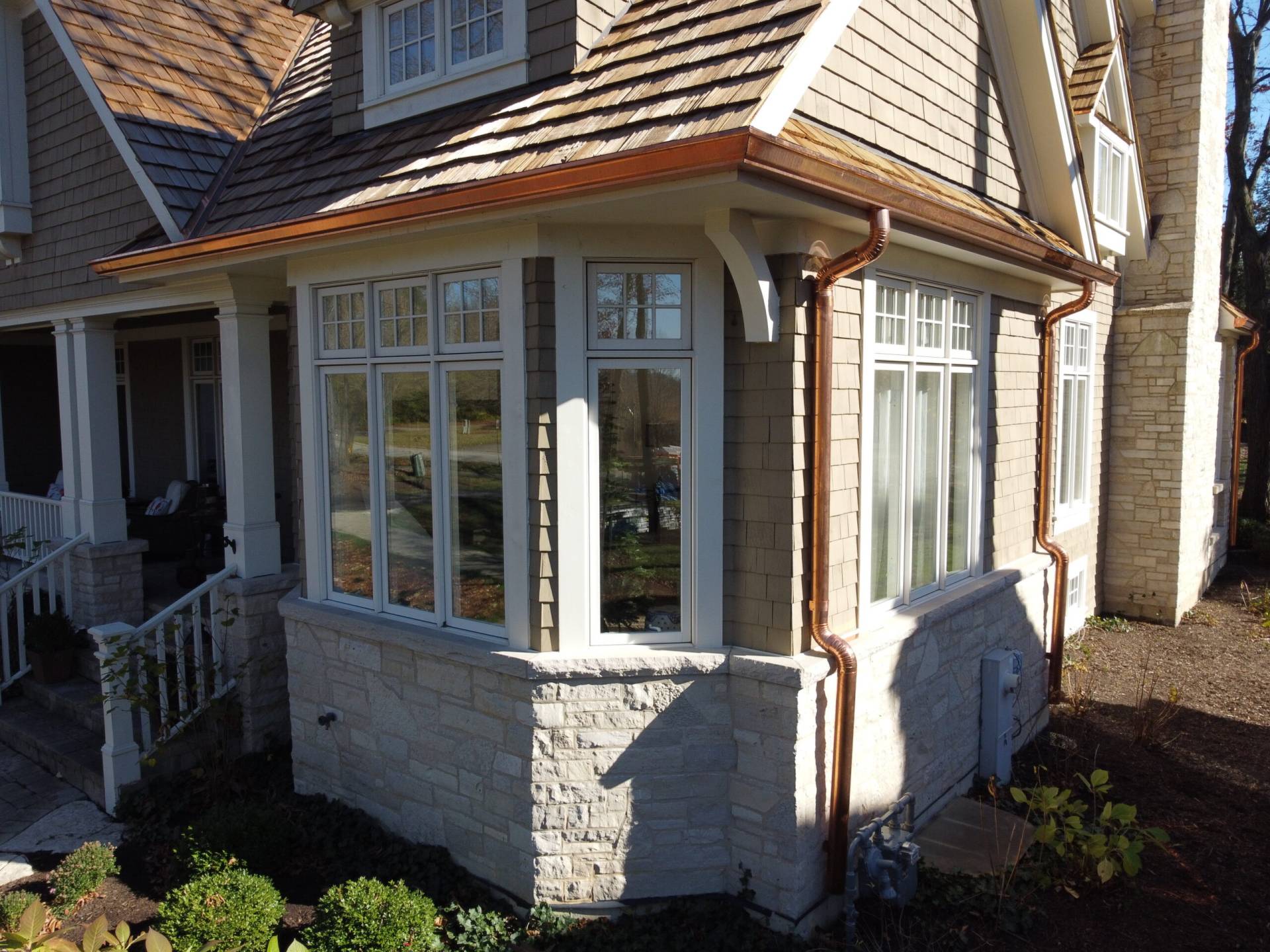 Bubble skylights on brown roof