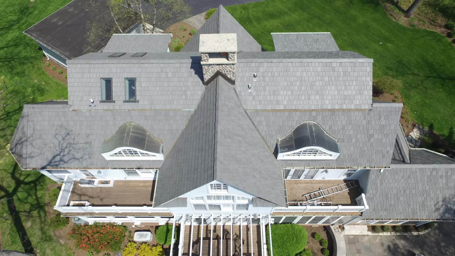 Large grid skylight over pool