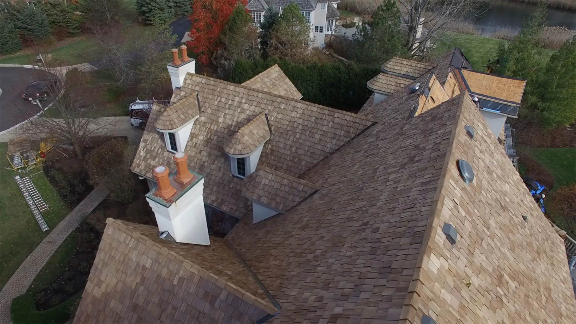 Bubble skylights on brown roof