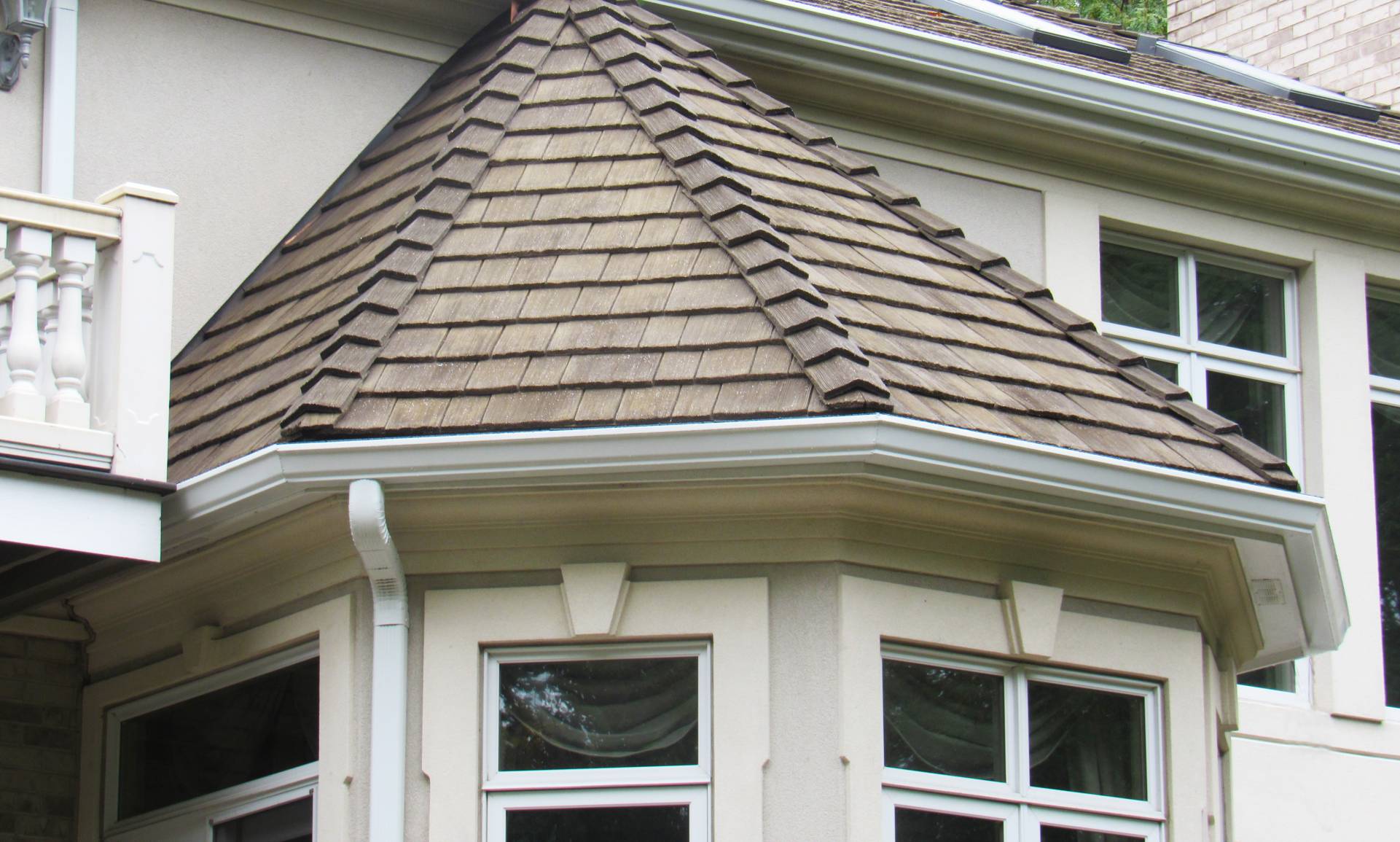 Bubble skylights on brown roof
