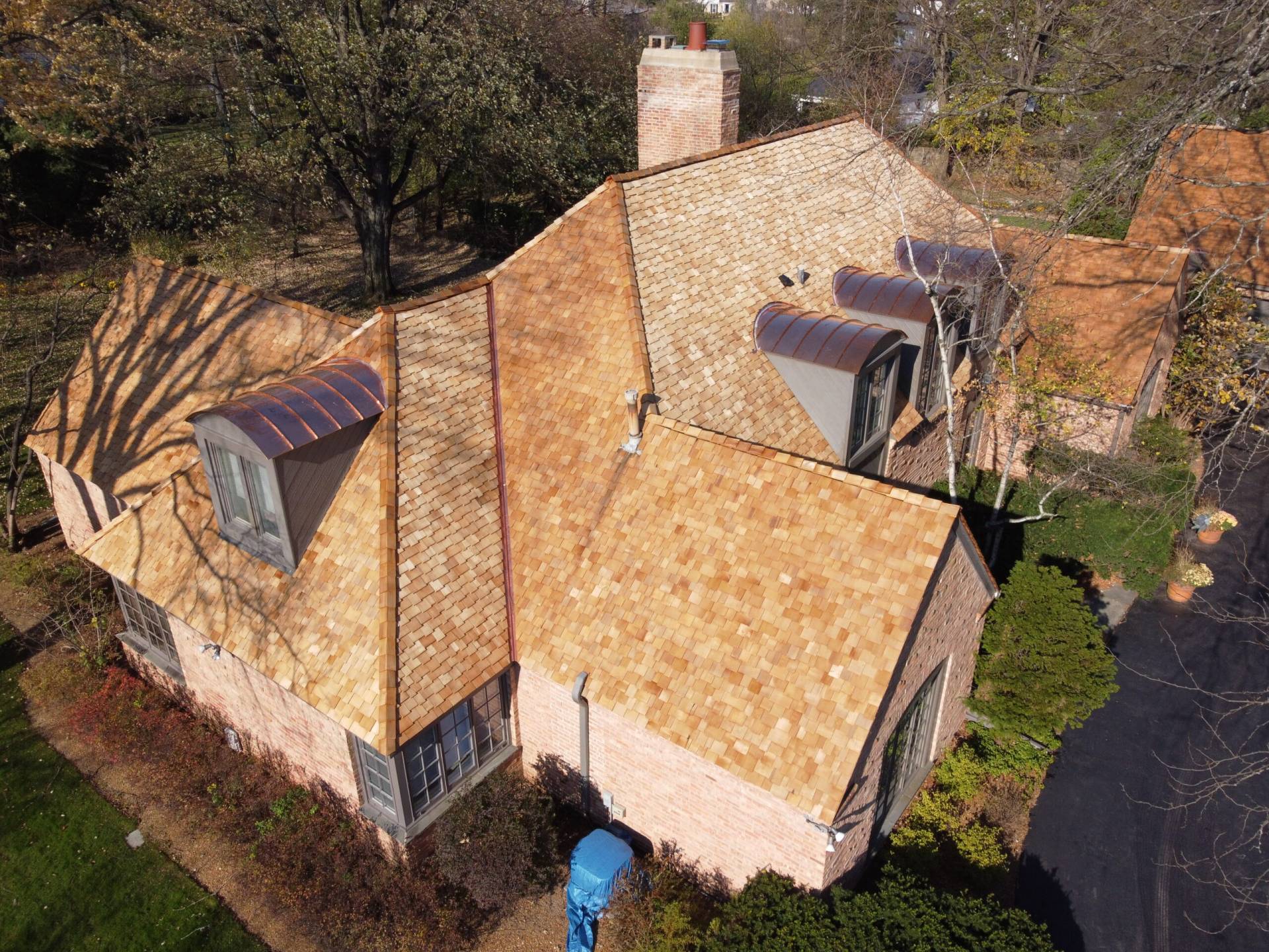 Bubble skylights on brown roof