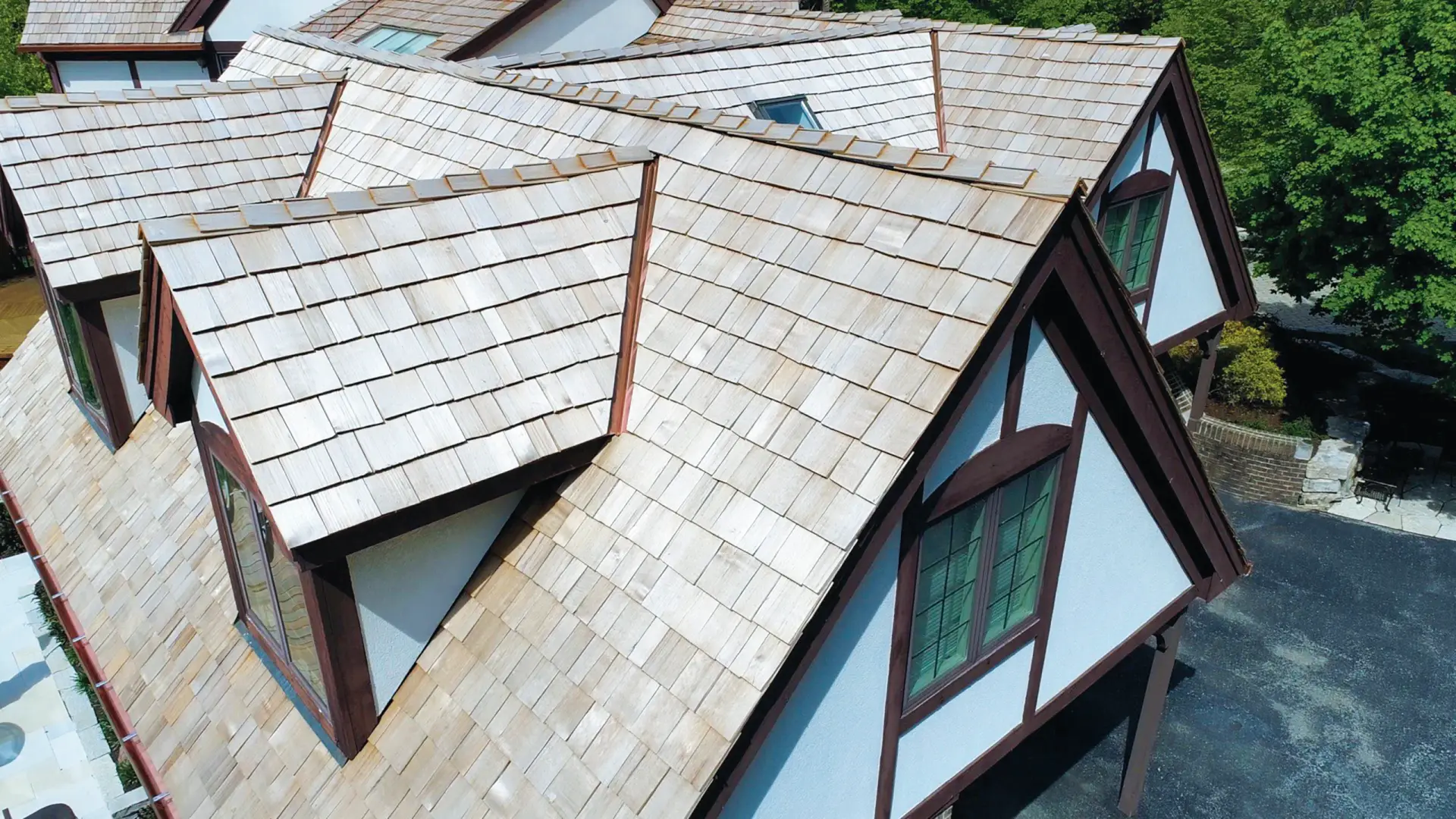 Bubble skylights on brown roof