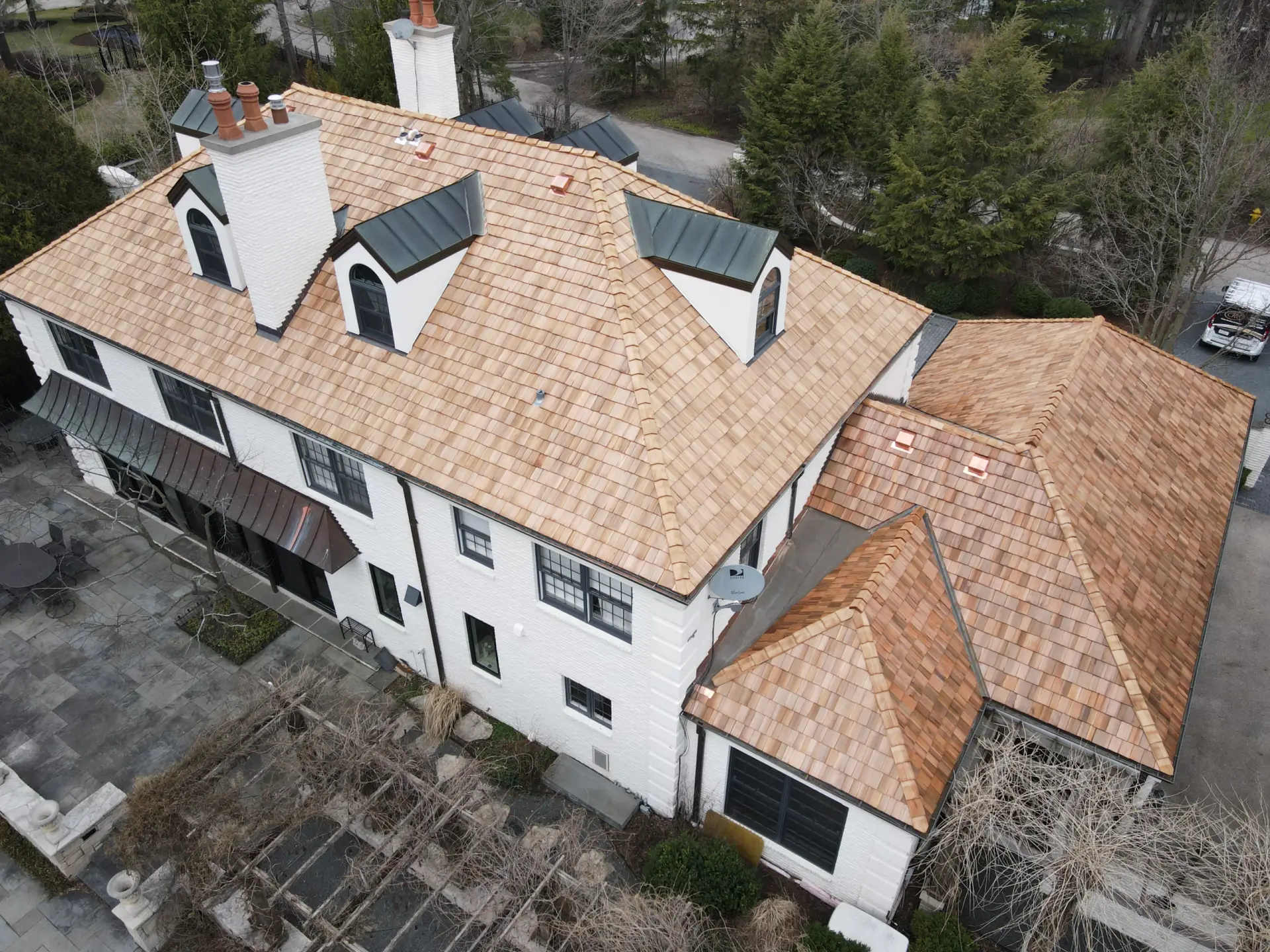 Bubble skylights on brown roof