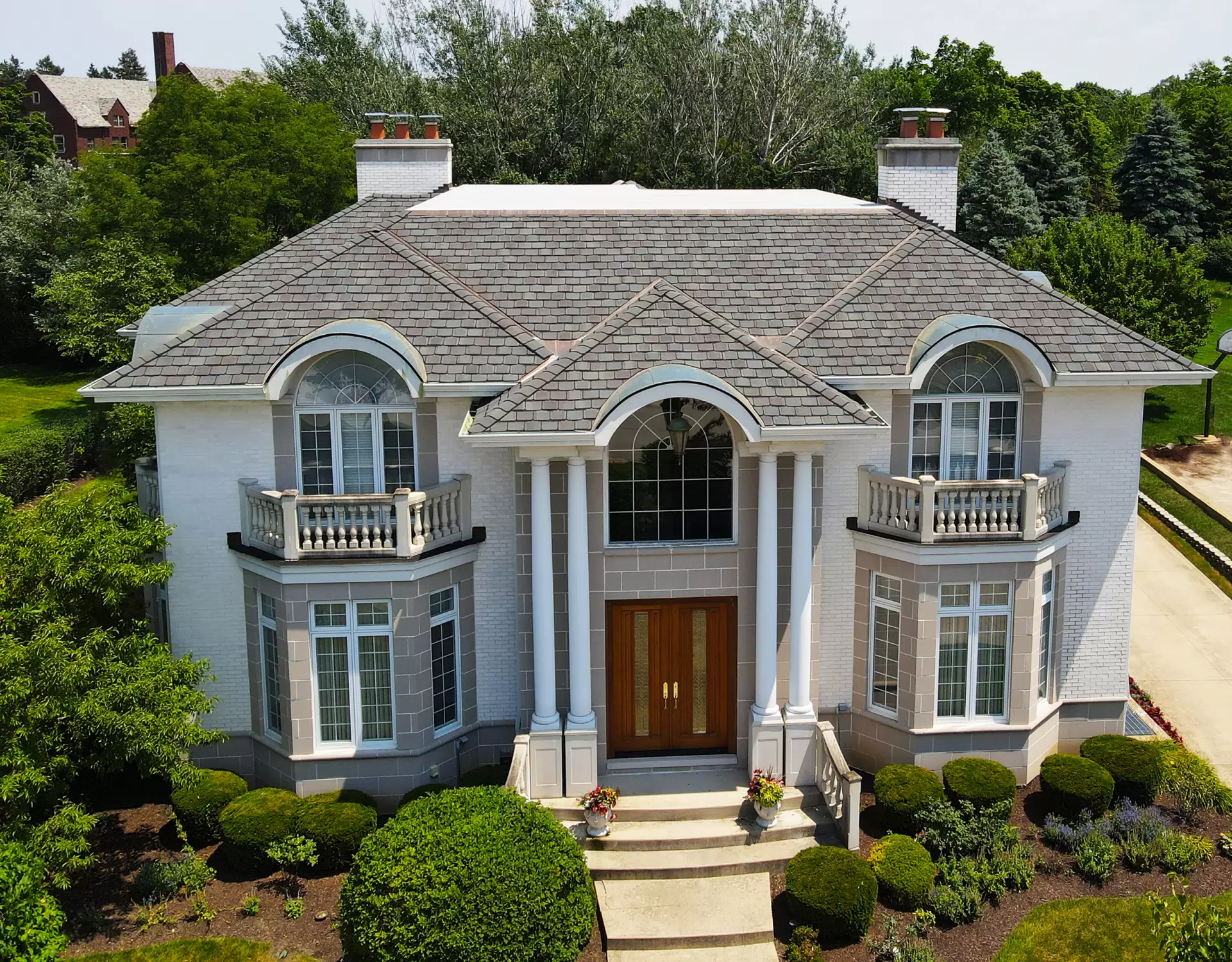 Bubble skylights on brown roof