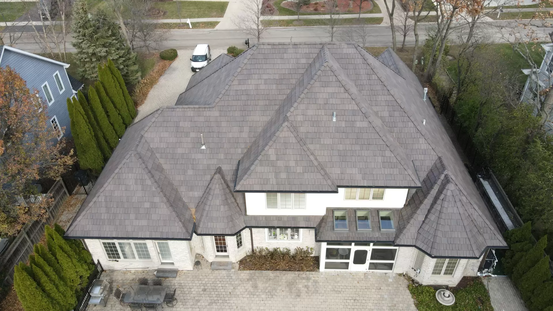 Large grid skylight over pool