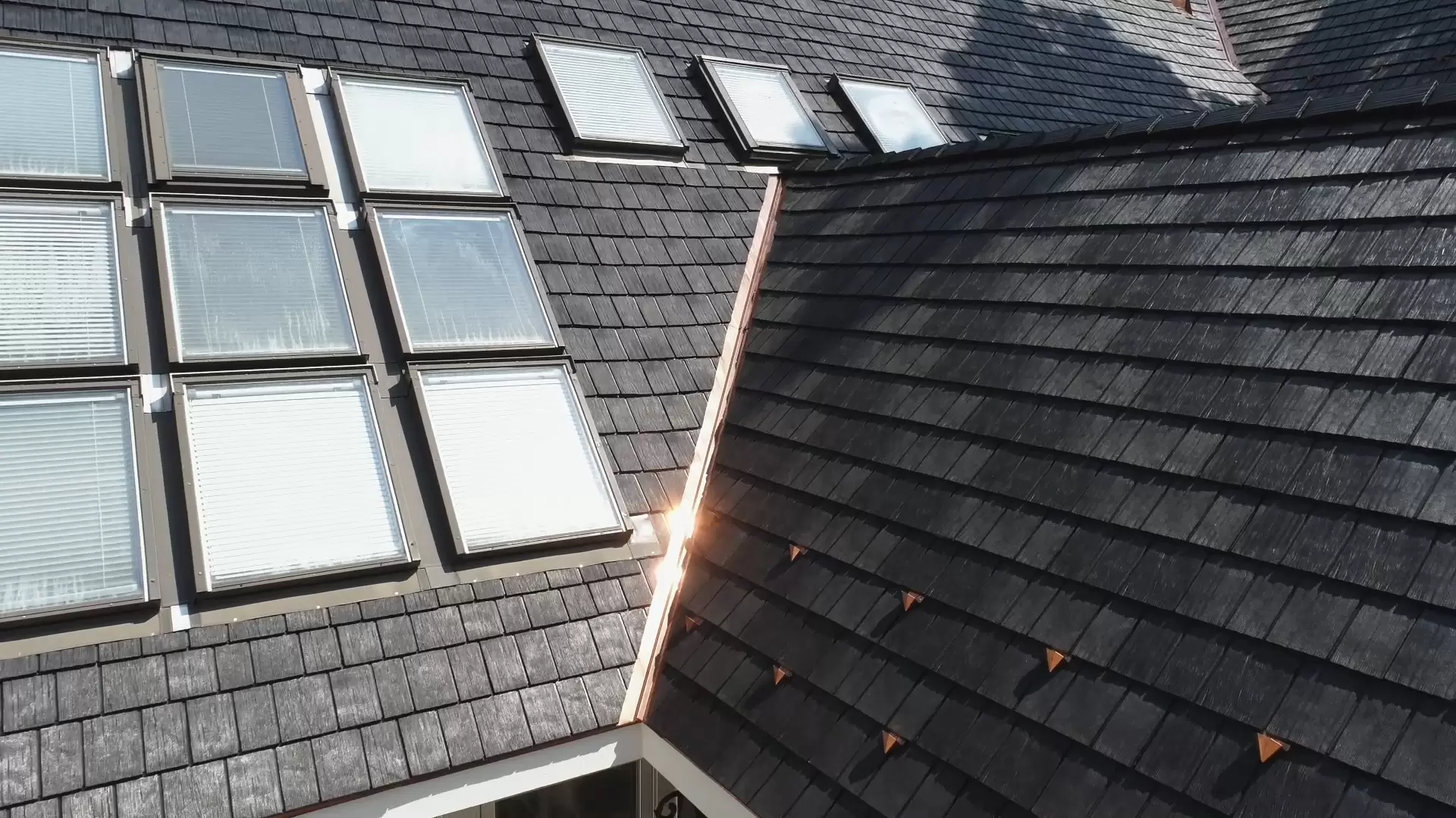 Bubble skylights on brown roof