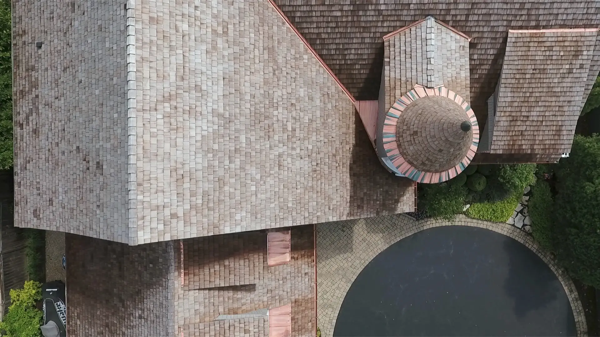Bubble skylights on brown roof