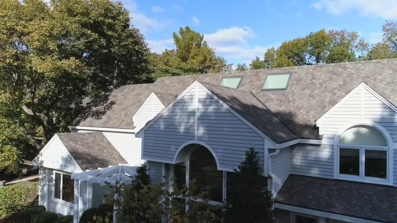 Two large skylights on grey roof