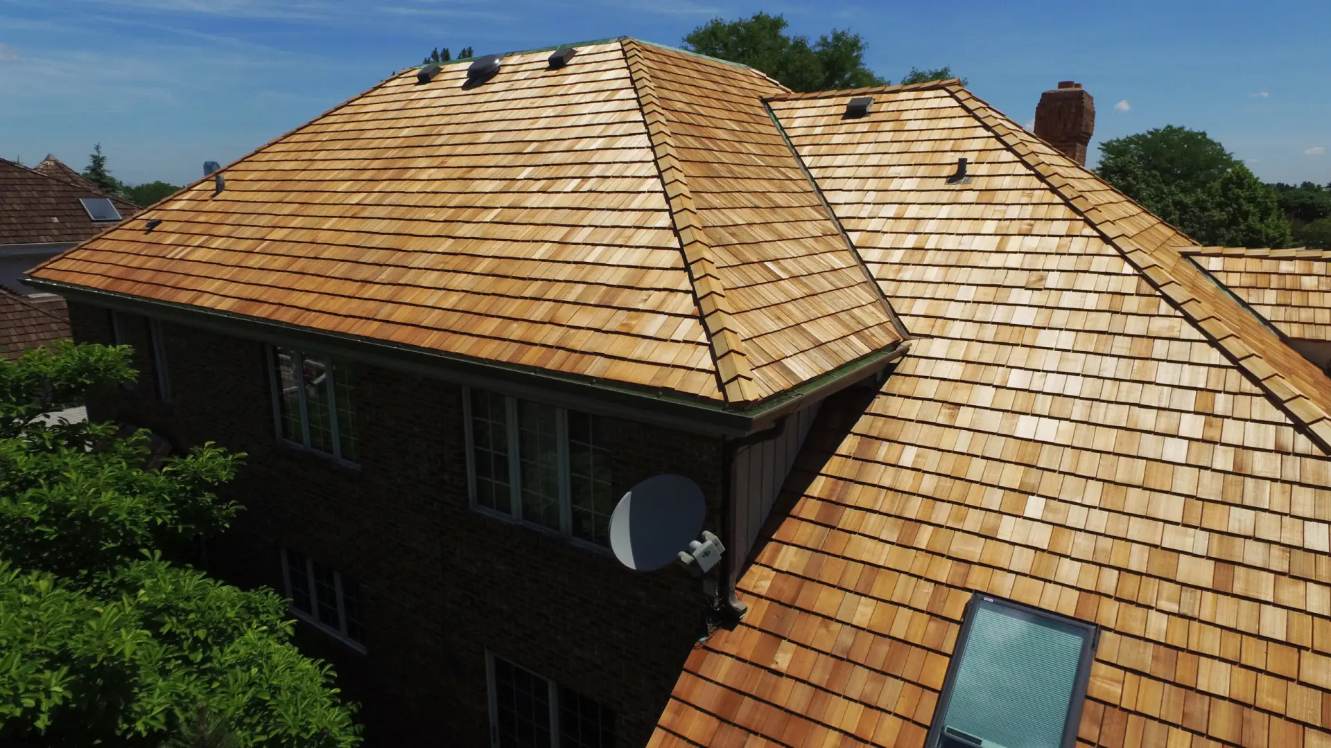 Bubble skylights on brown roof