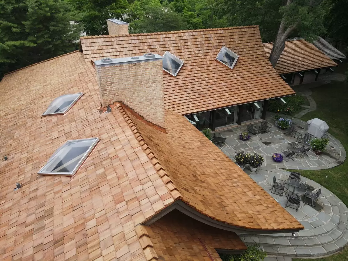Bubble skylights on brown roof