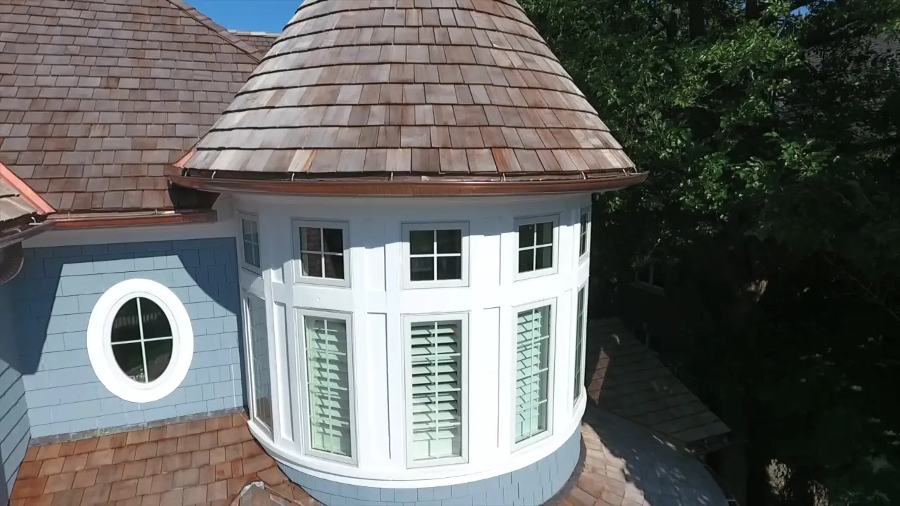 Bubble skylights on brown roof